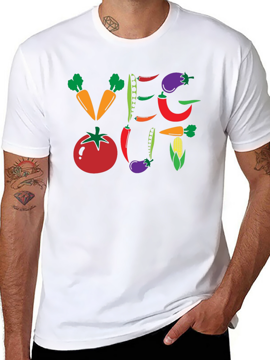 Veg Out Graphic T-Shirt - Black Vegan Tee