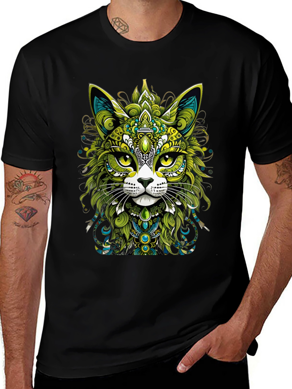 Ornate Cat Graphic T-Shirt
