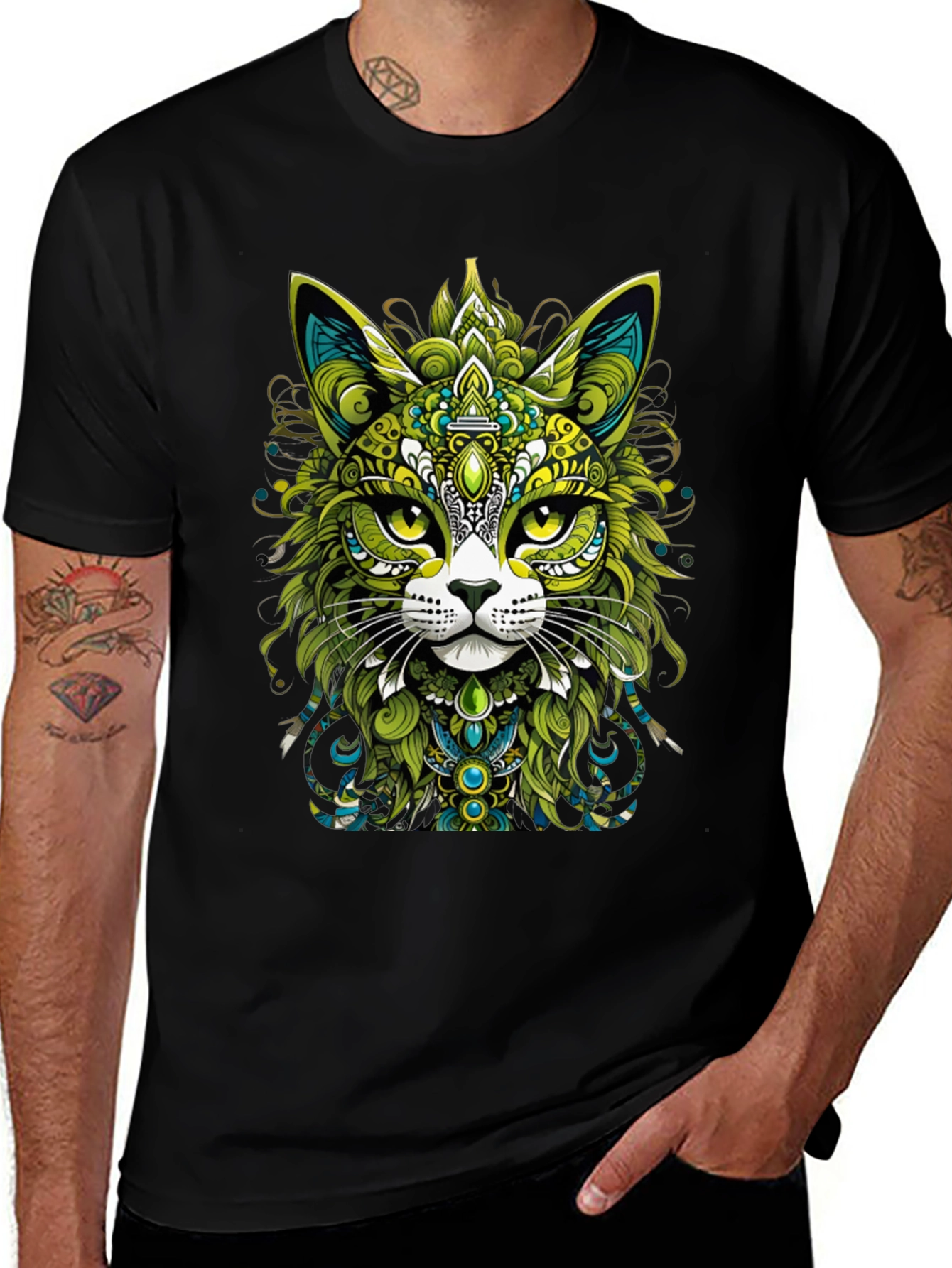 Ornate Cat Graphic T-Shirt