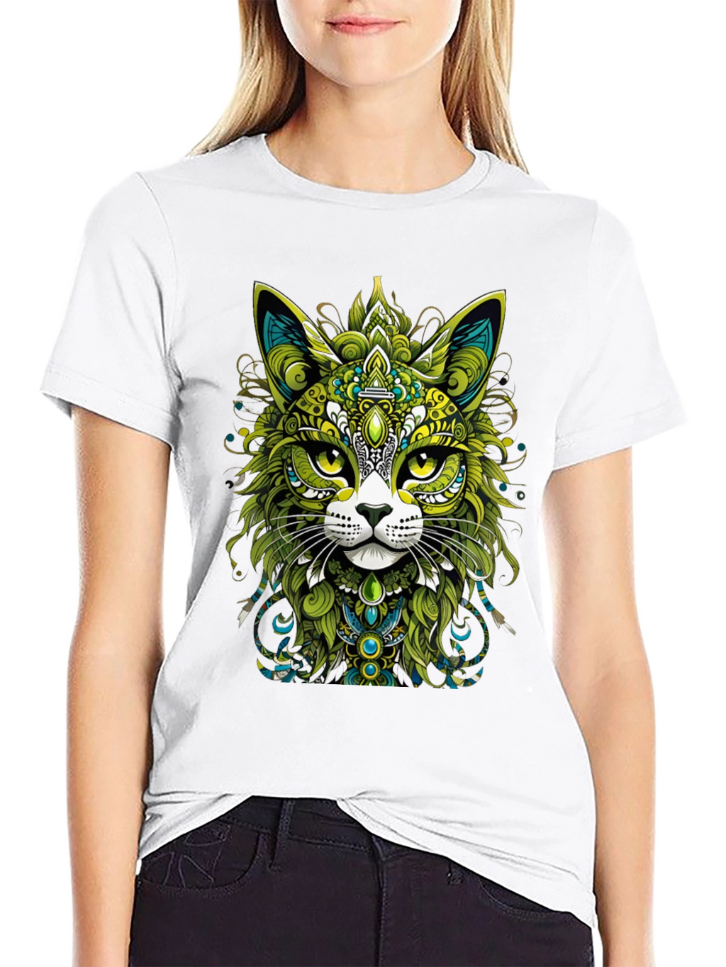Ornate Cat Graphic T-Shirt