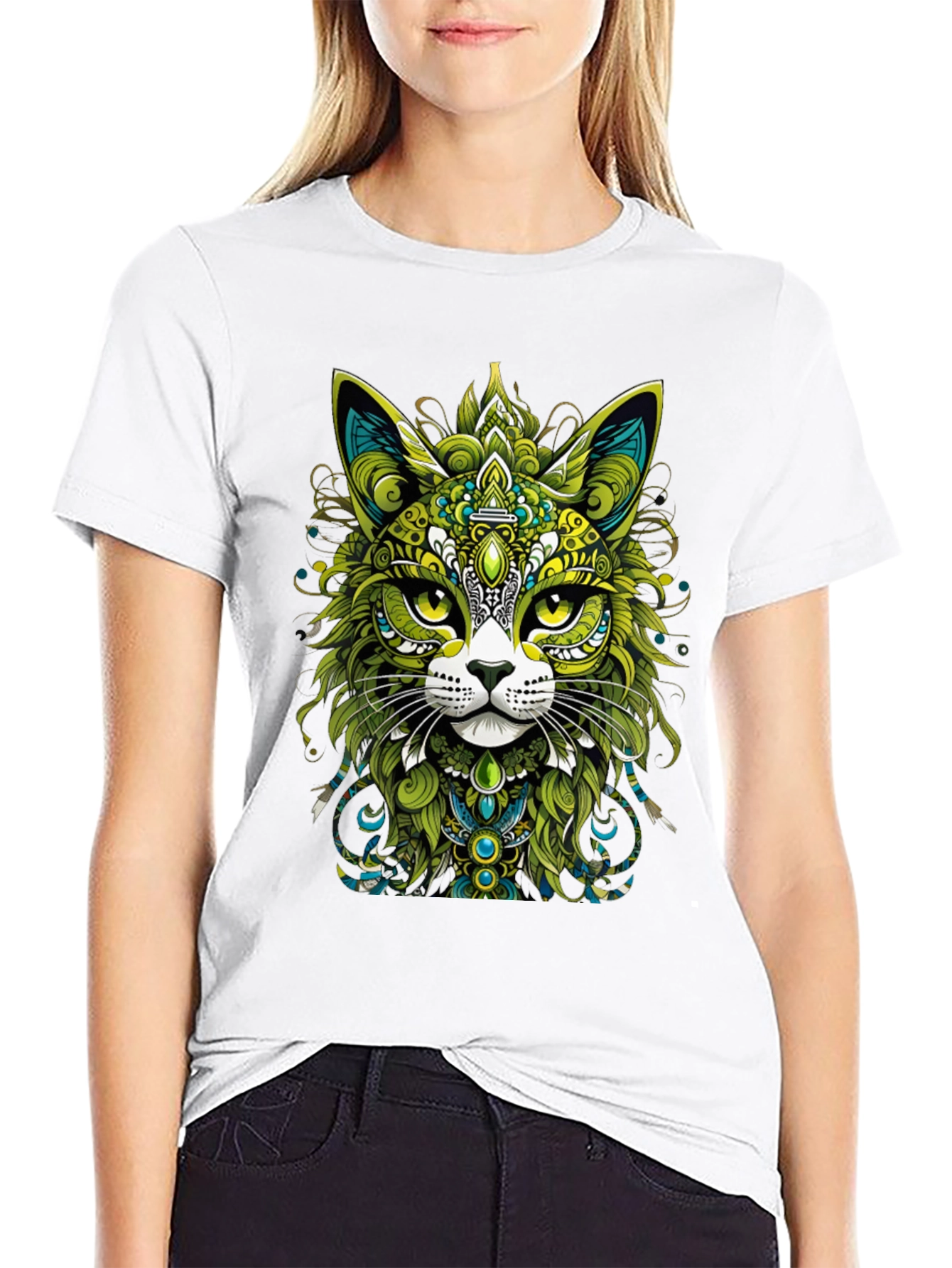 Ornate Cat Graphic T-Shirt