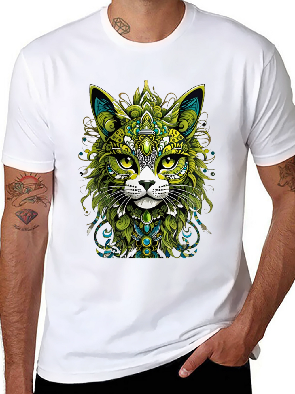 Ornate Cat Graphic T-Shirt