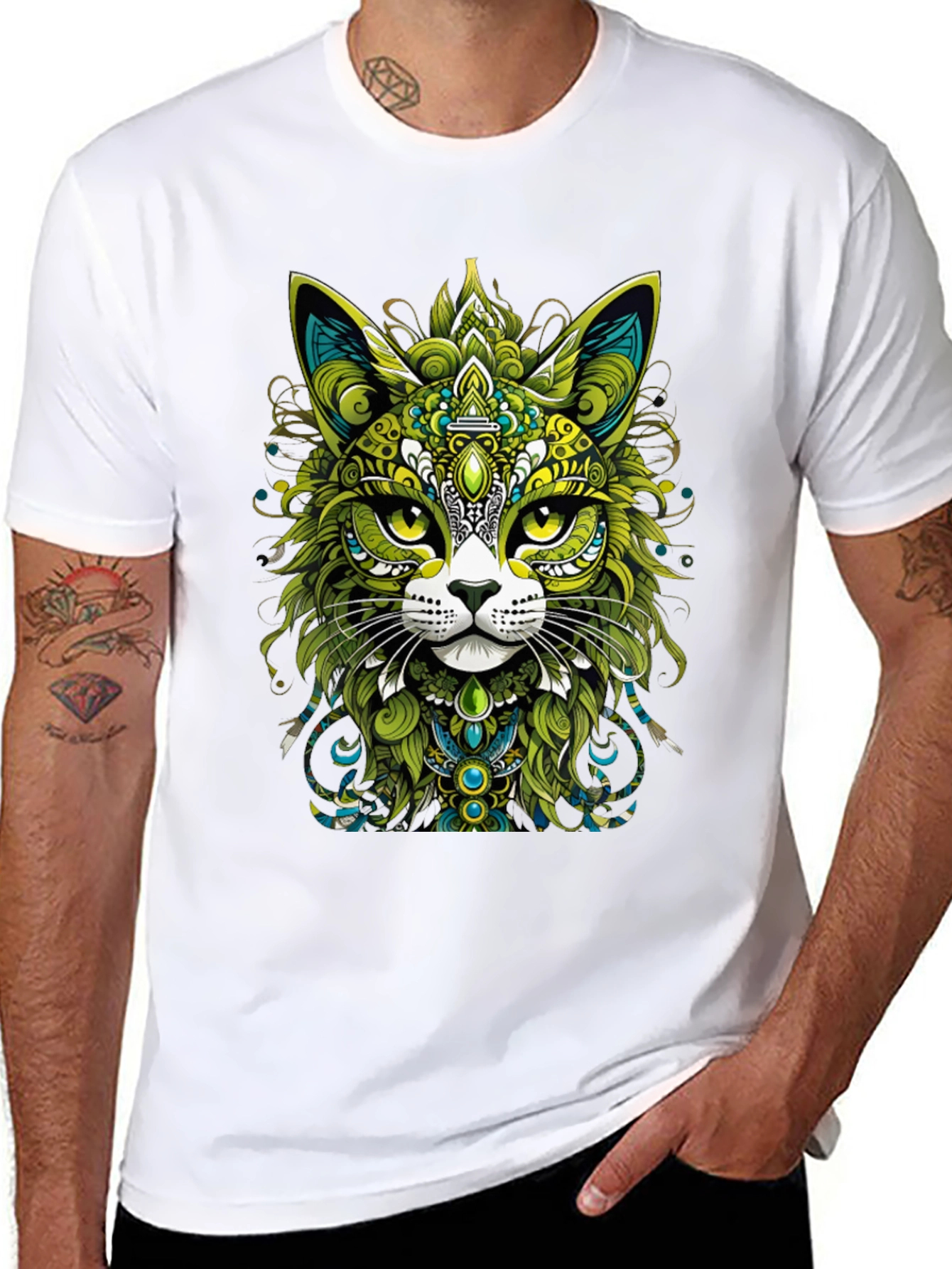 Ornate Cat Graphic T-Shirt