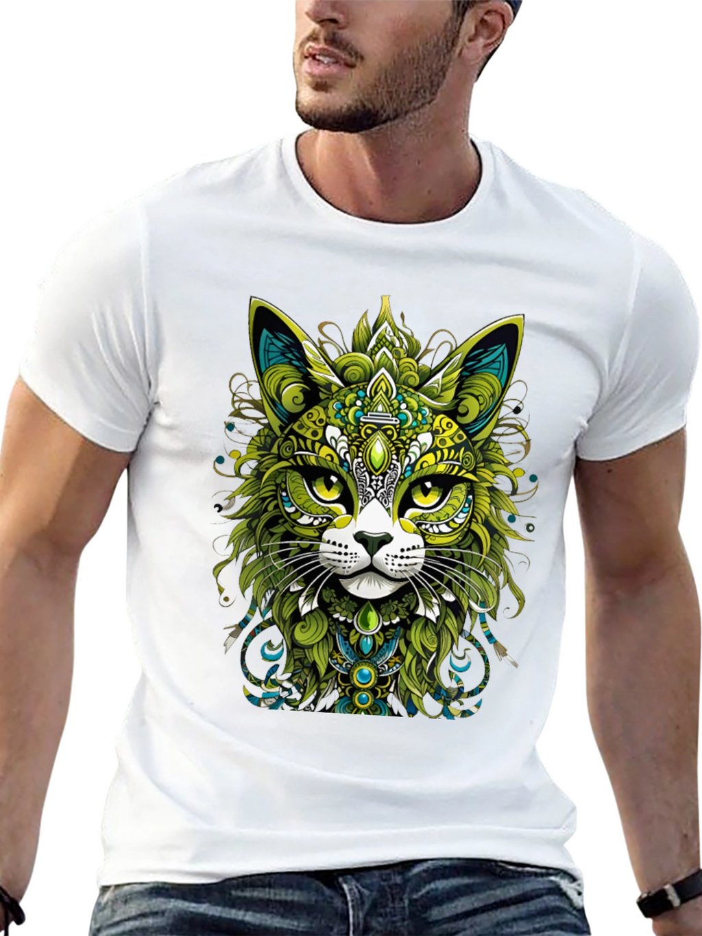 Ornate Cat Graphic T-Shirt