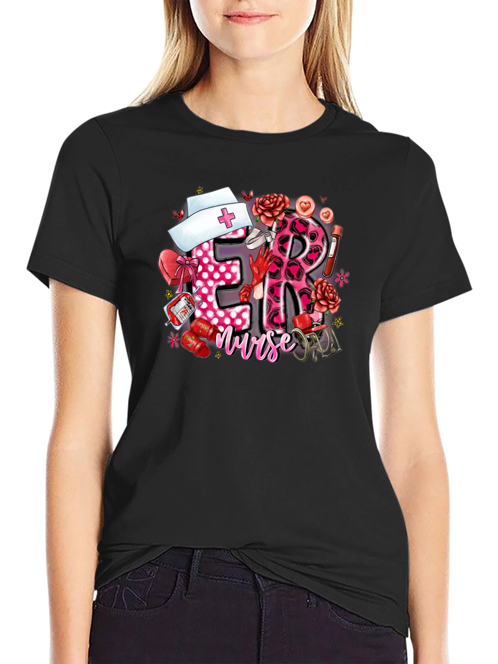 ER Nurse Valentines T-Shirt - Black