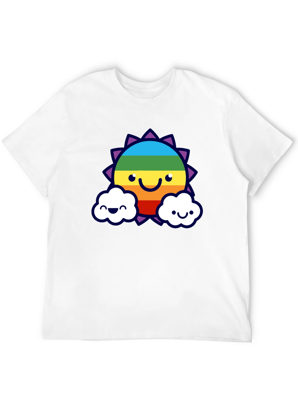 Rainbow Sun & Cloud Graphic T-Shirt - Black