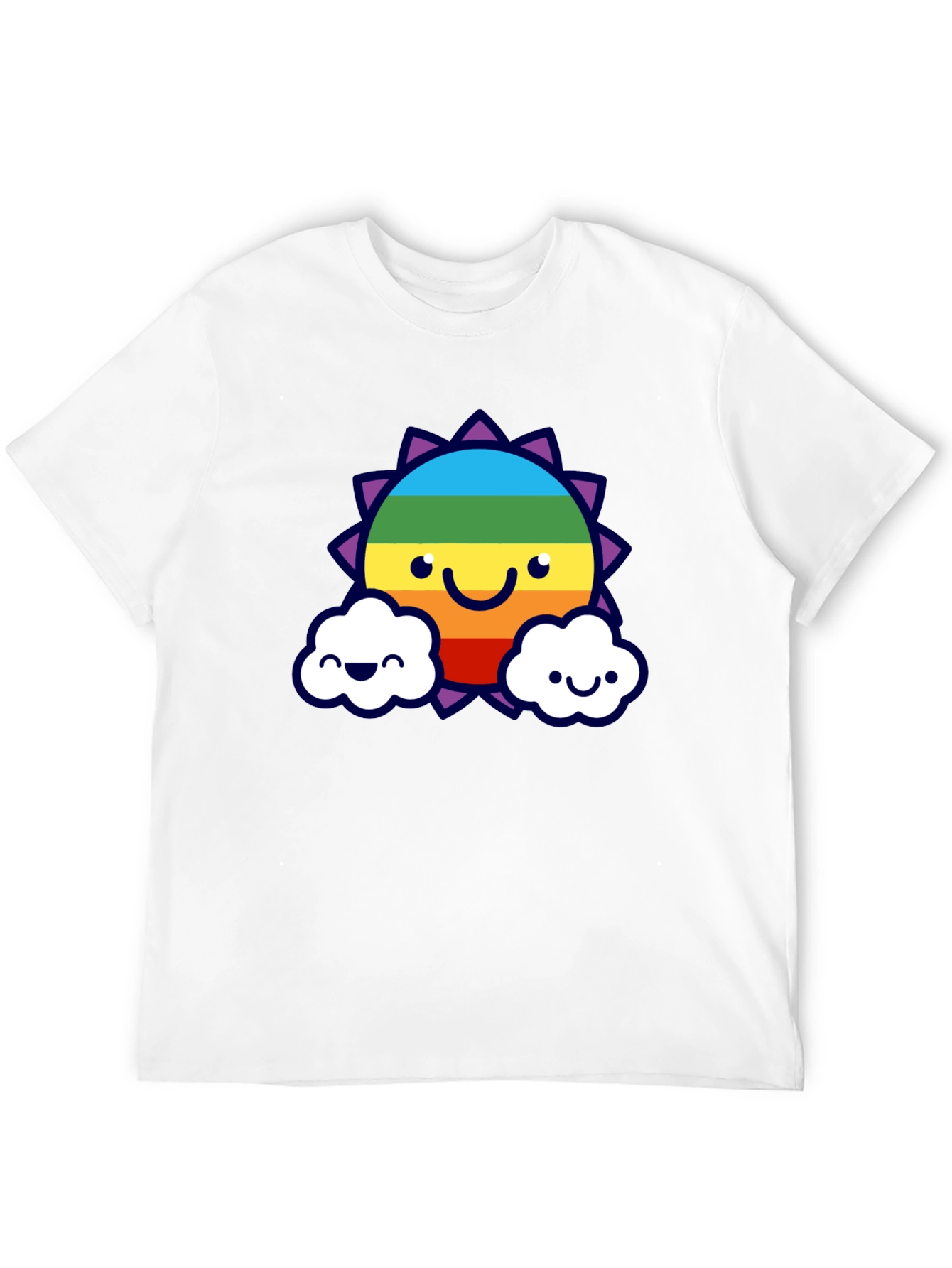 Rainbow Sun & Cloud Graphic T-Shirt - Black