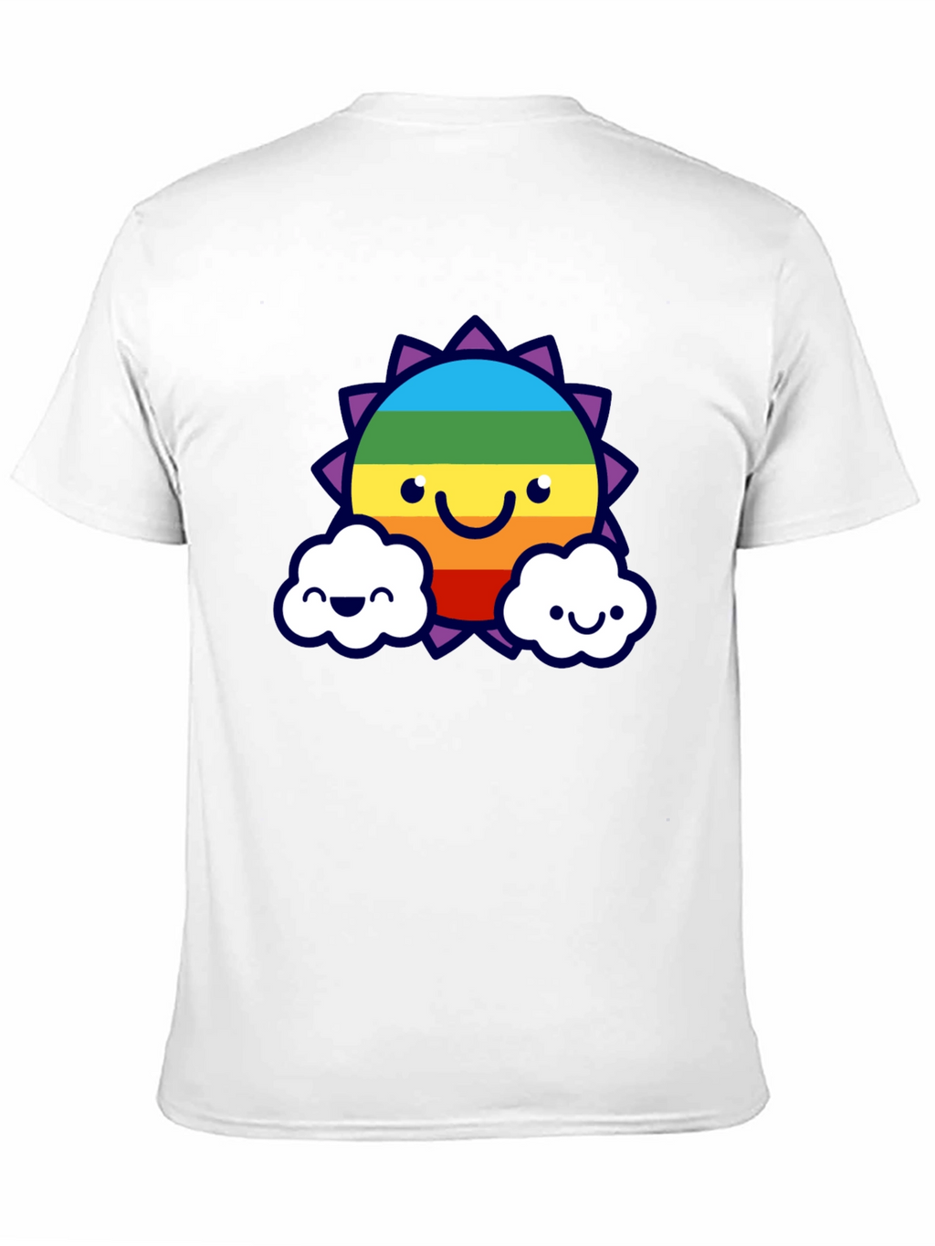 Rainbow Sun & Cloud Graphic T-Shirt - Black