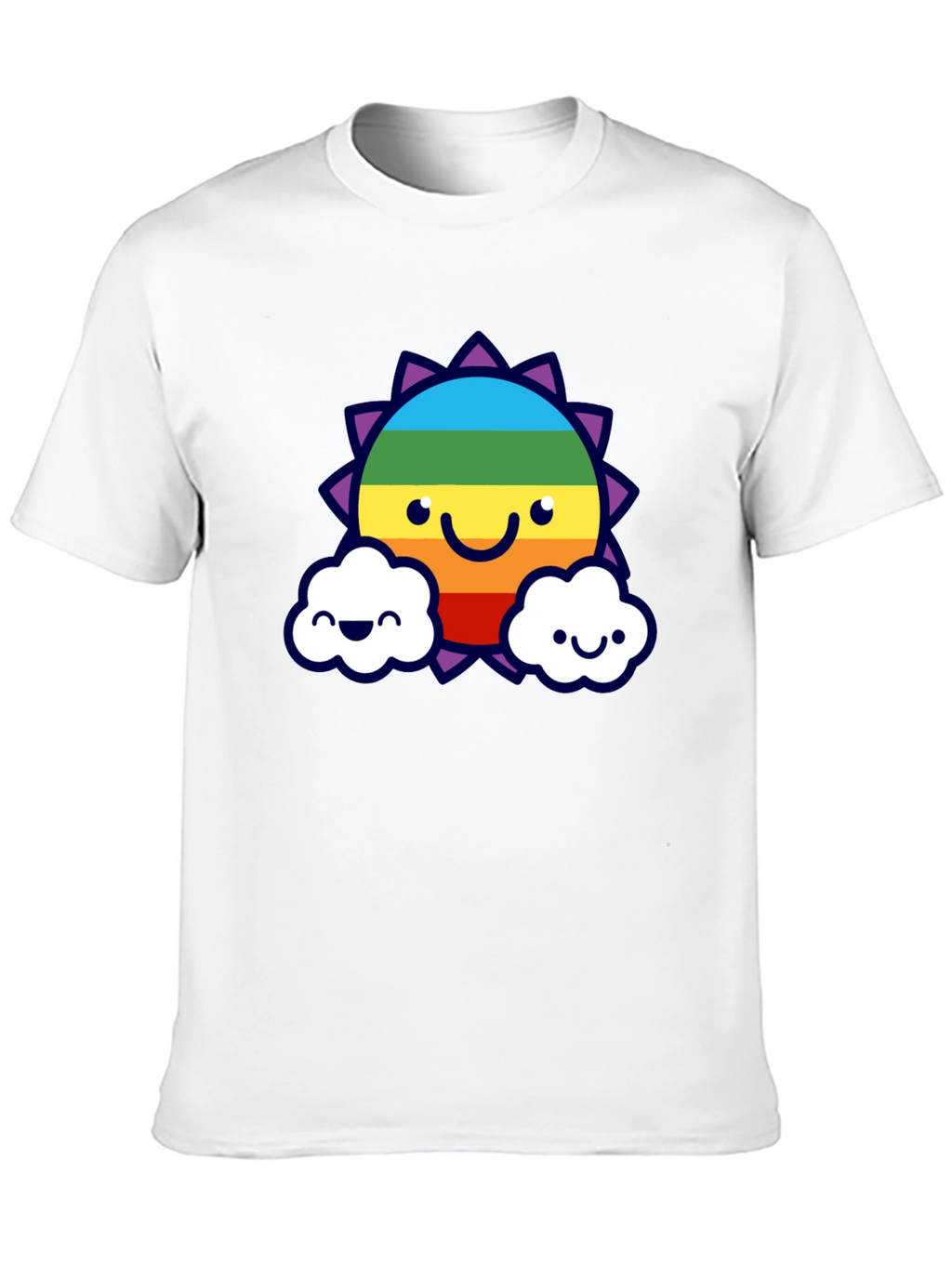 Rainbow Sun & Cloud Graphic T-Shirt - Black