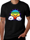 Rainbow Sun & Cloud Graphic T-Shirt - Black