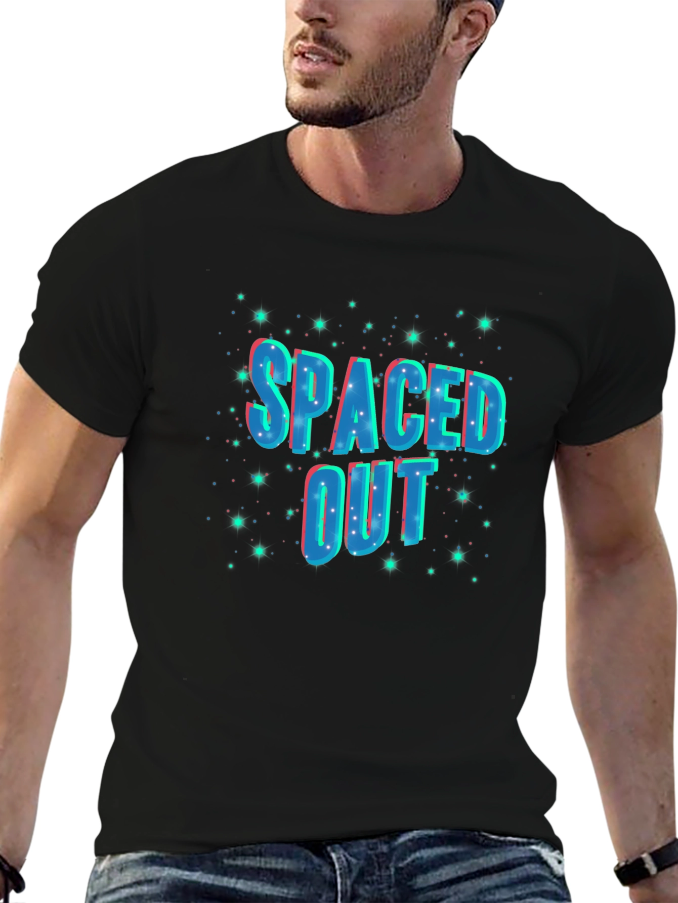 Spaced Out Graphic Black T-Shirt