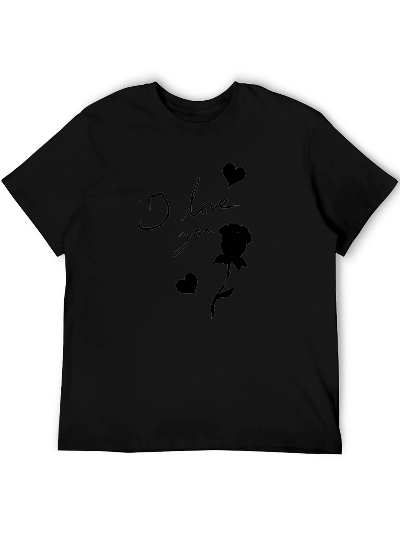 I Love You Rose Graphic Tee - Mens Black T-Shirt