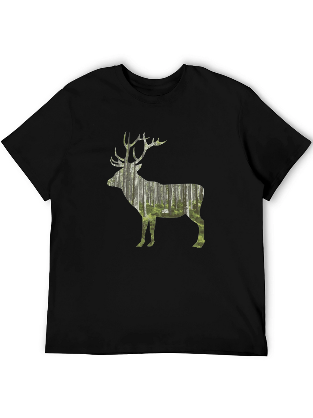 Nature Deer Graphic Black T-Shirt