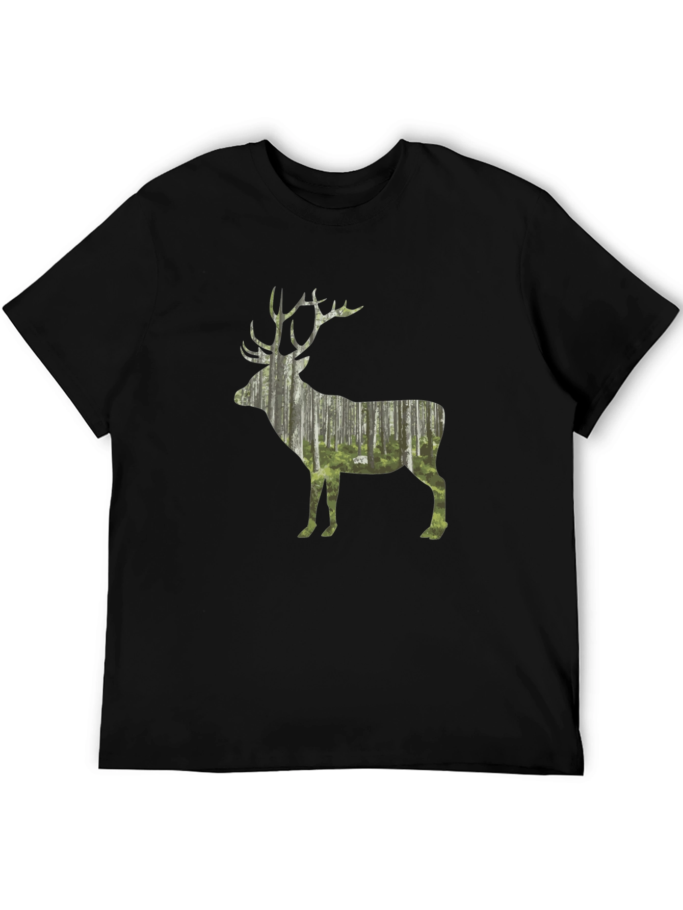 Nature Deer Graphic Black T-Shirt