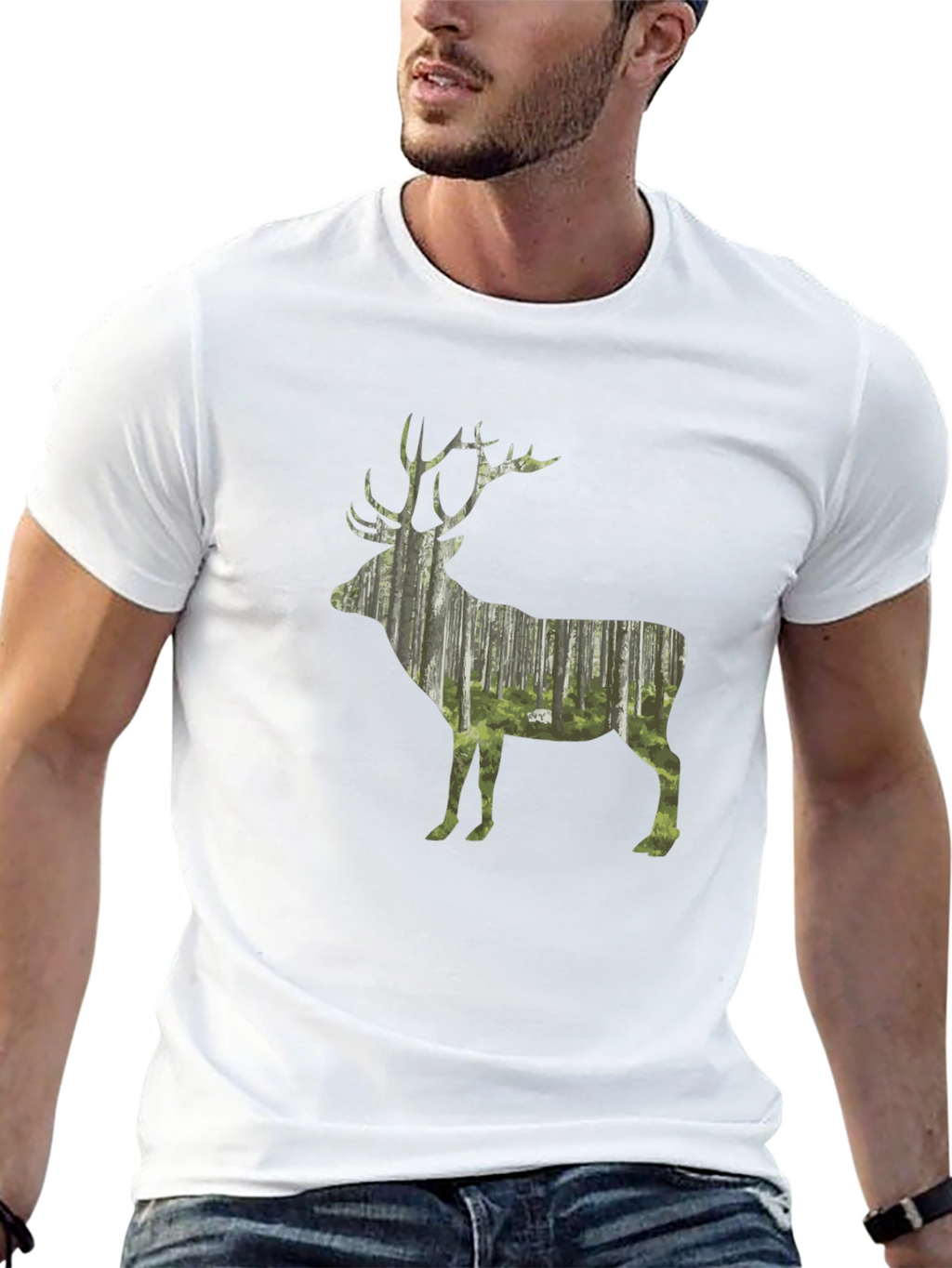 Nature Deer Graphic Black T-Shirt