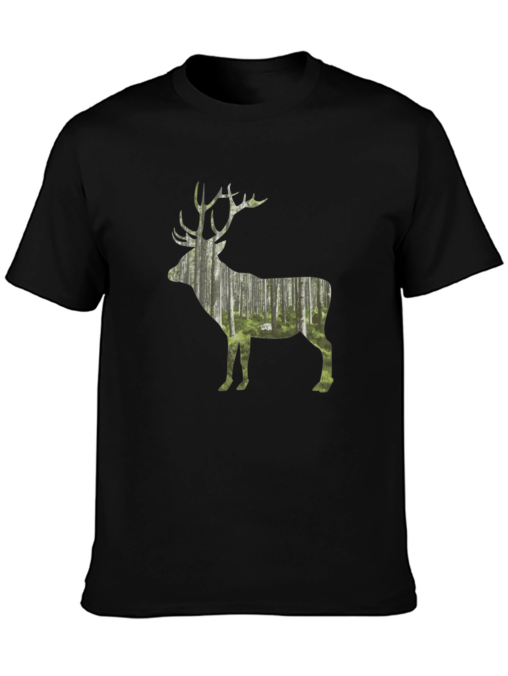 Nature Deer Graphic Black T-Shirt