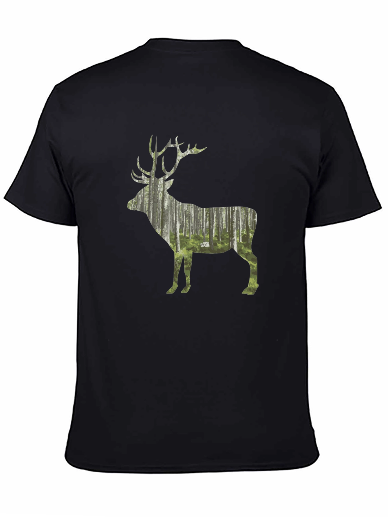 Nature Deer Graphic Black T-Shirt