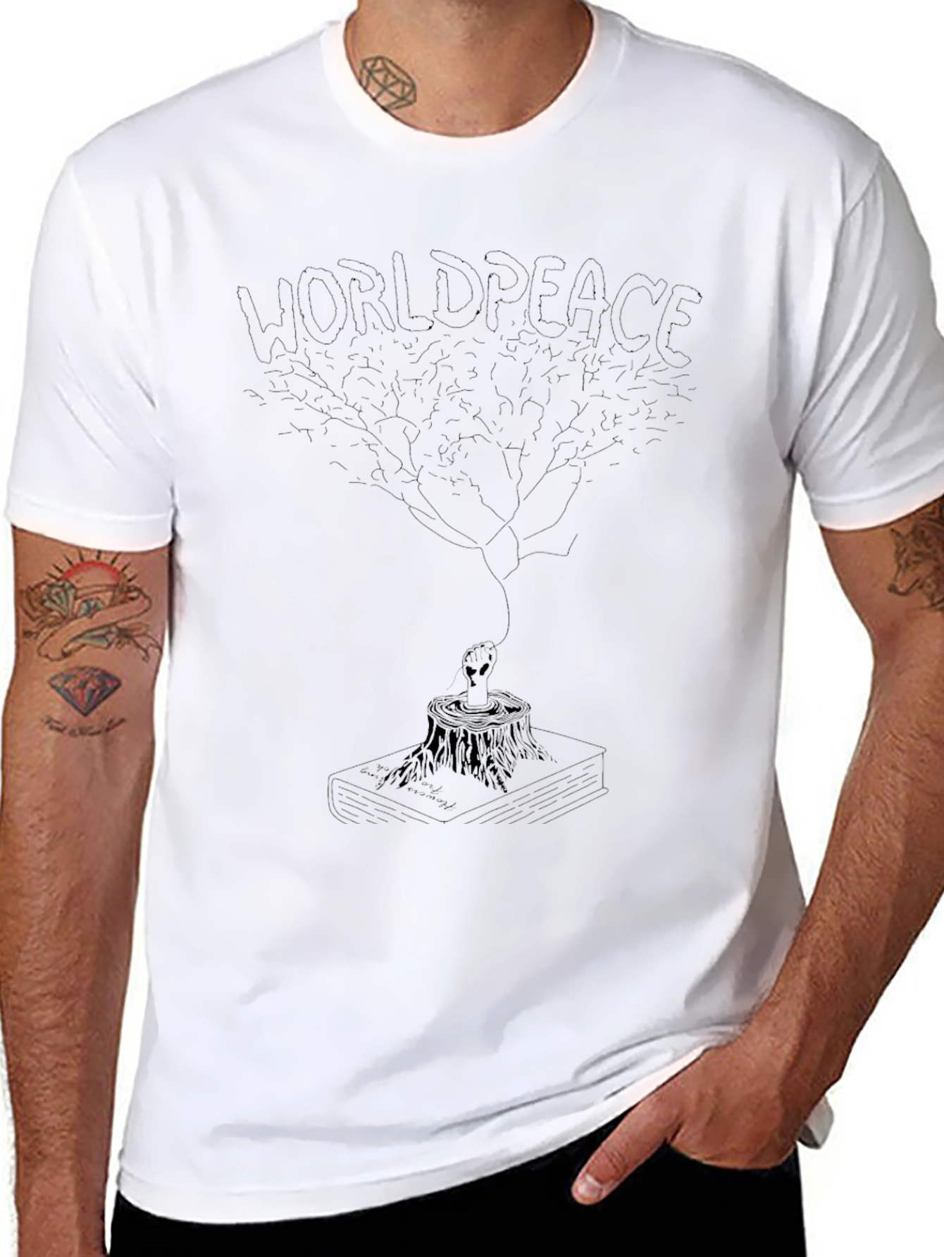World Peace Tee - Alien and Tree Design