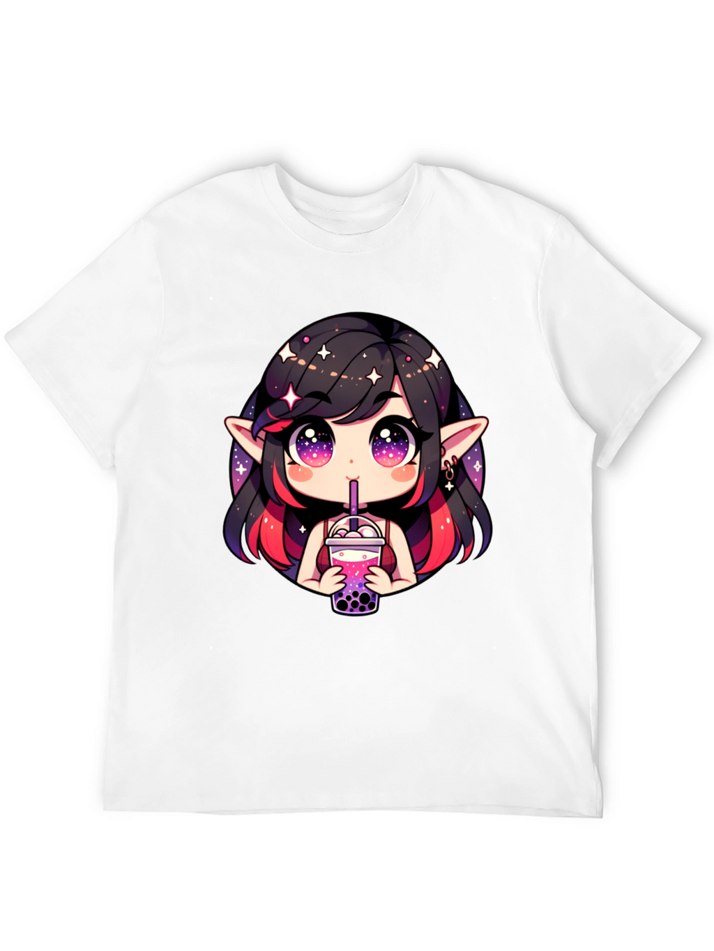 Anime Girl Bubble Tea Black T-Shirt
