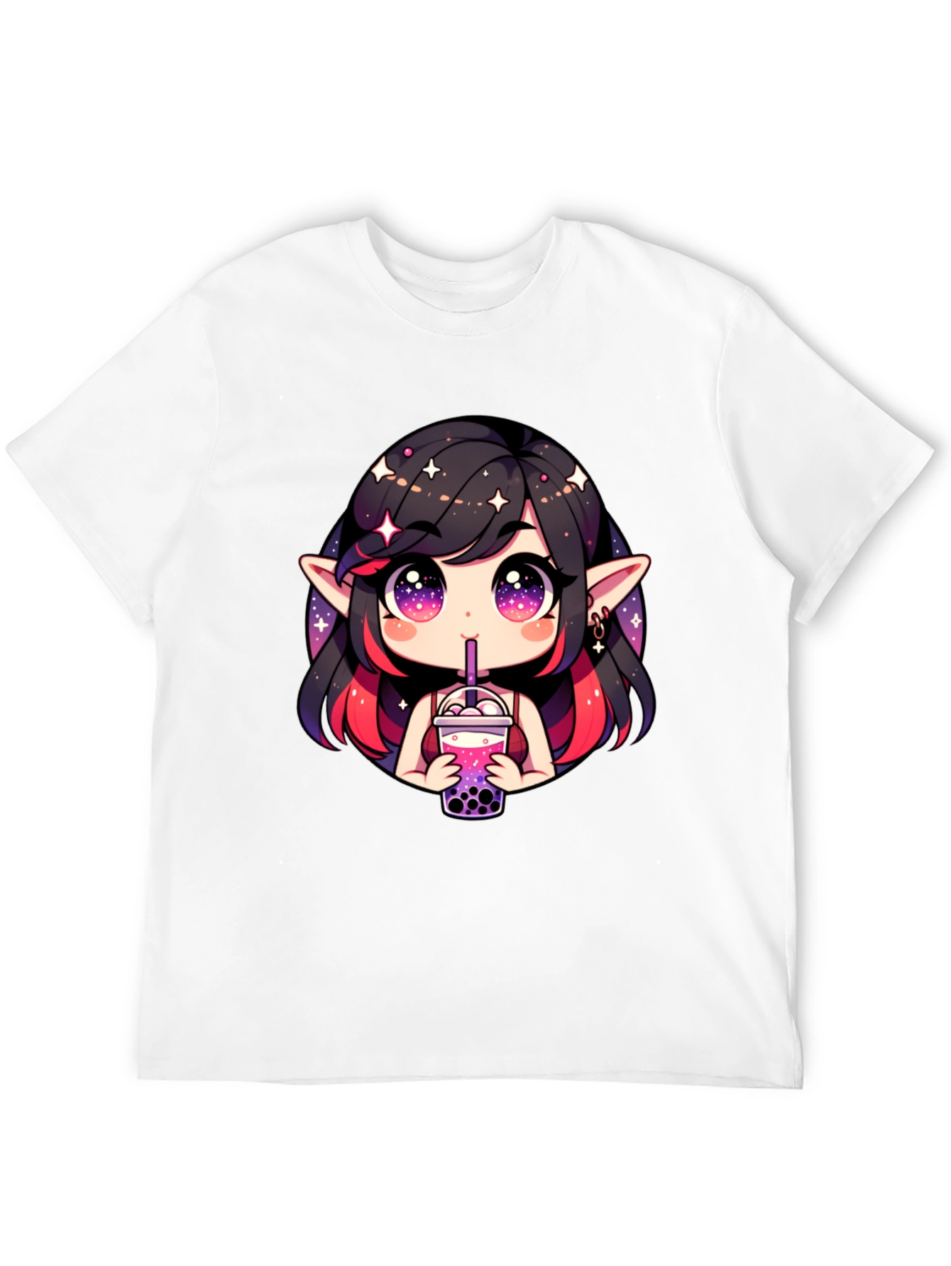 Anime Girl Bubble Tea Black T-Shirt