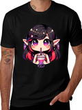 Anime Girl Bubble Tea Black T-Shirt