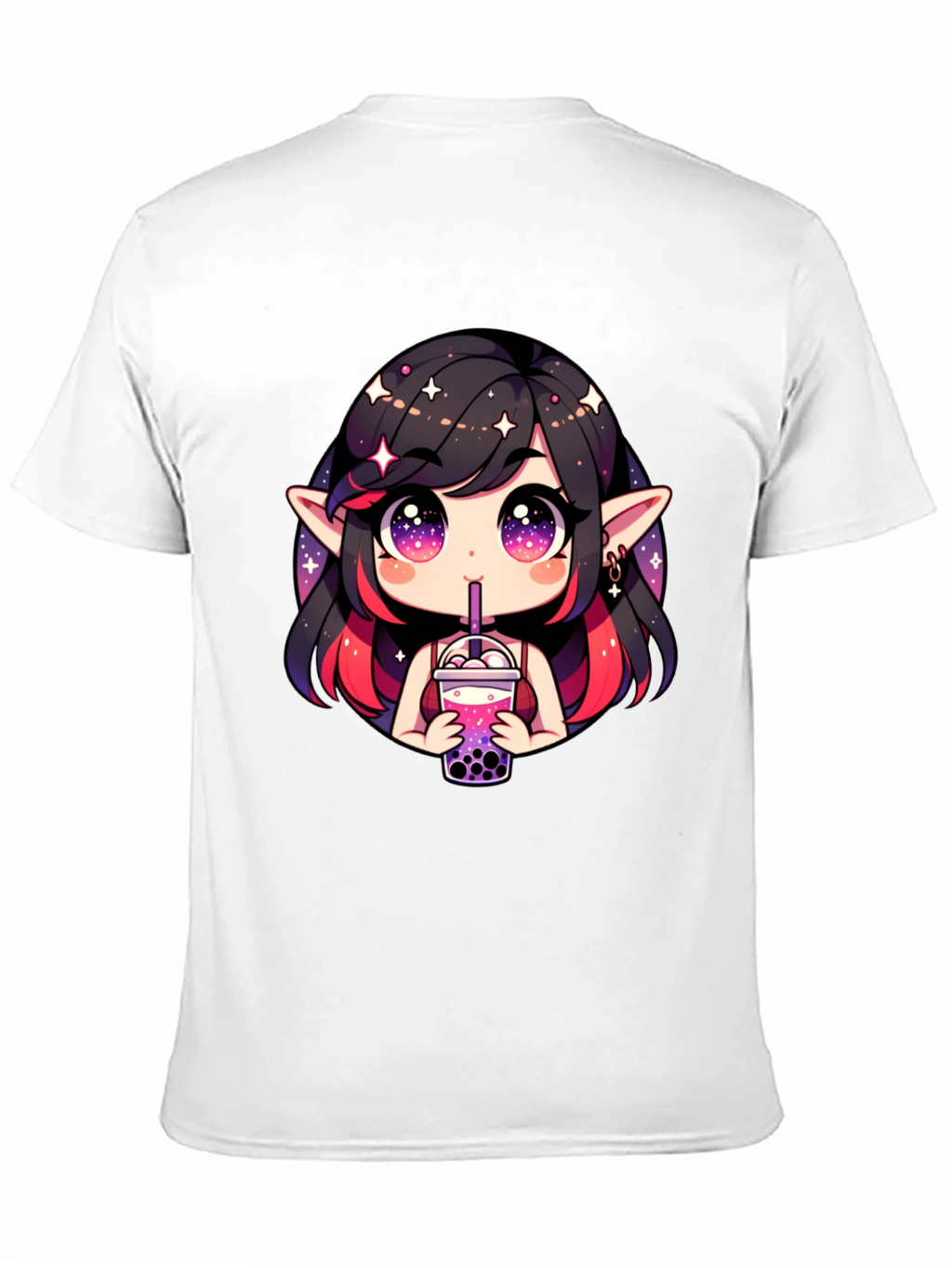 Anime Girl Bubble Tea Black T-Shirt