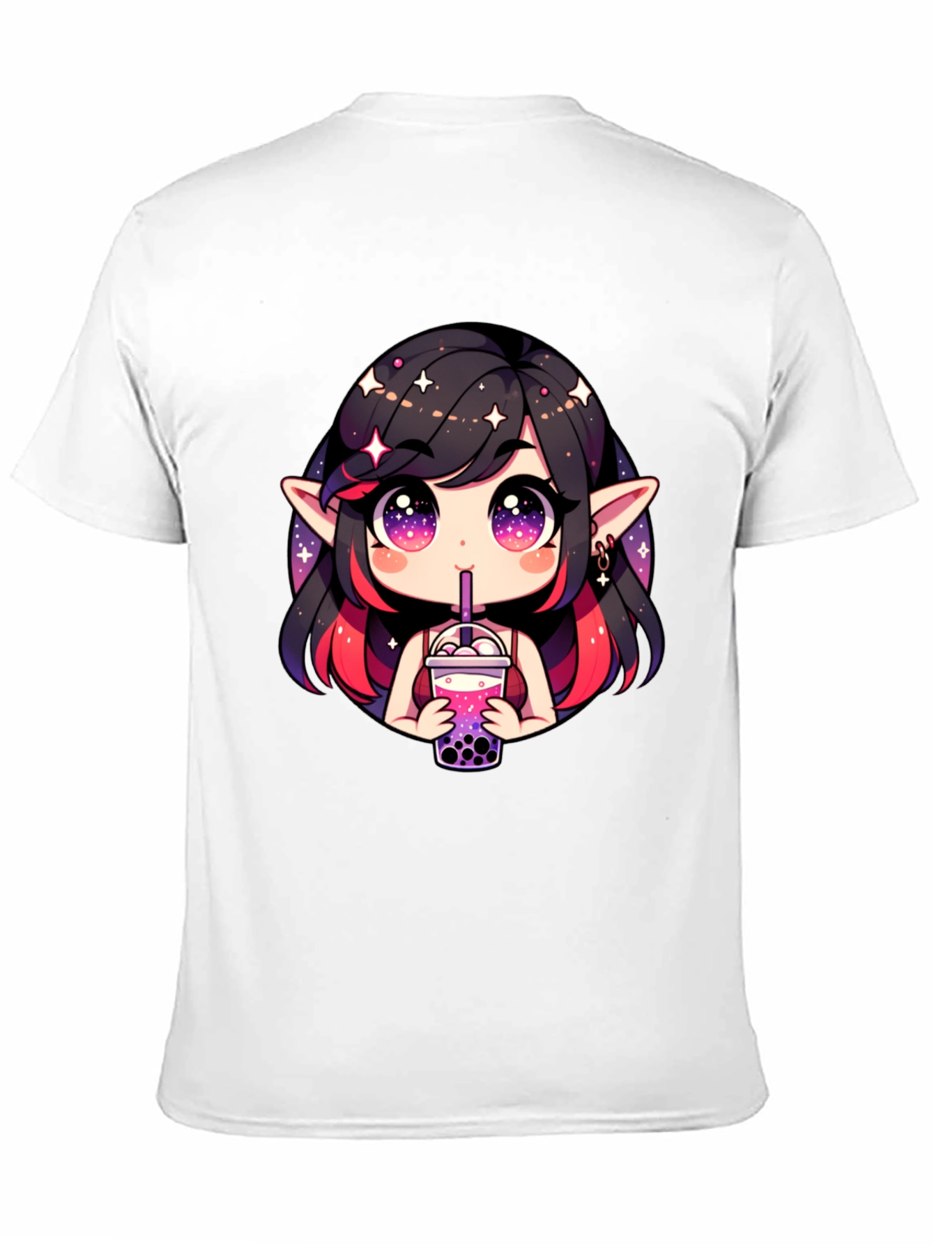 Anime Girl Bubble Tea Black T-Shirt