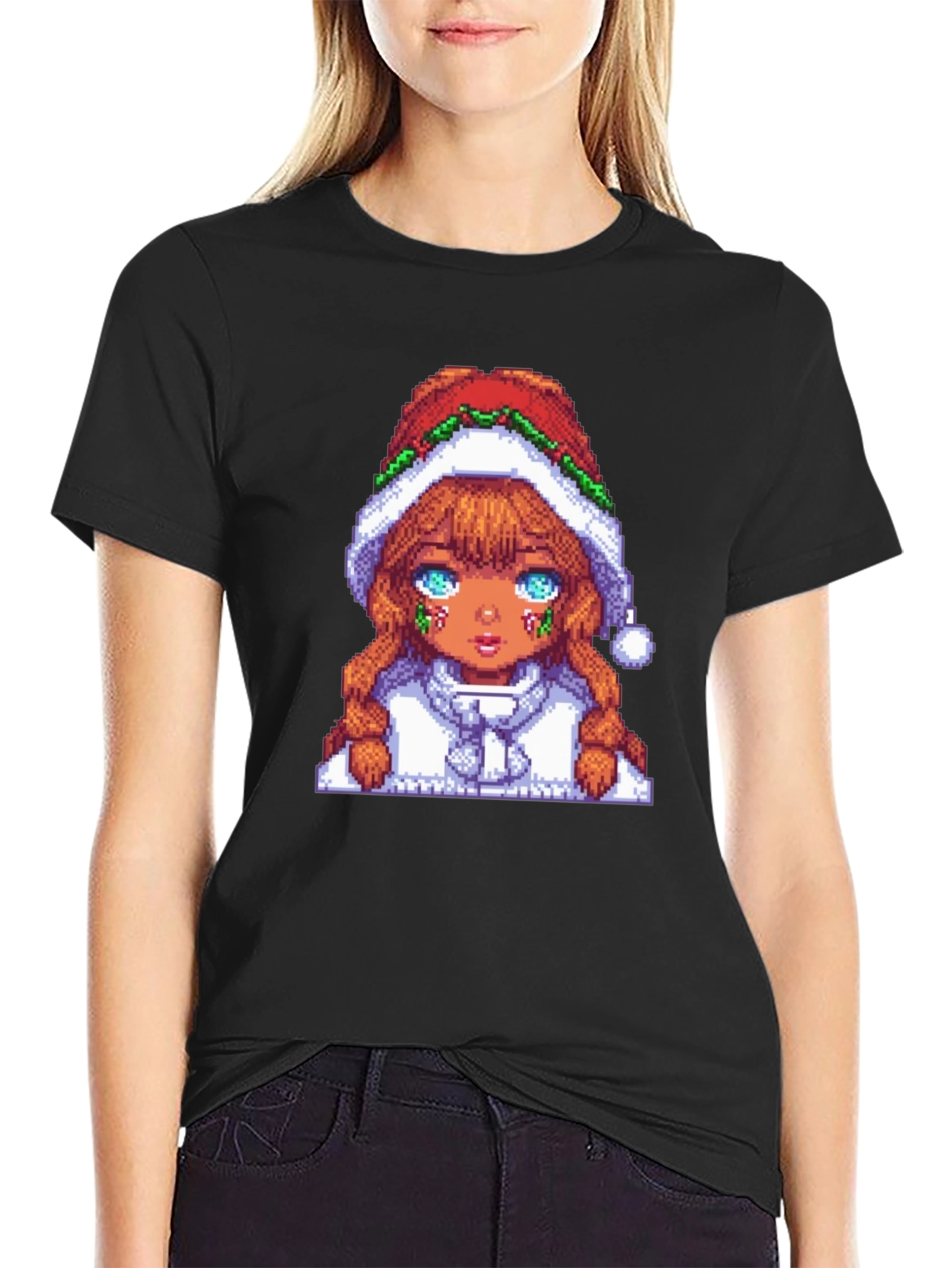 Pixel Art Christmas Girl T-Shirt