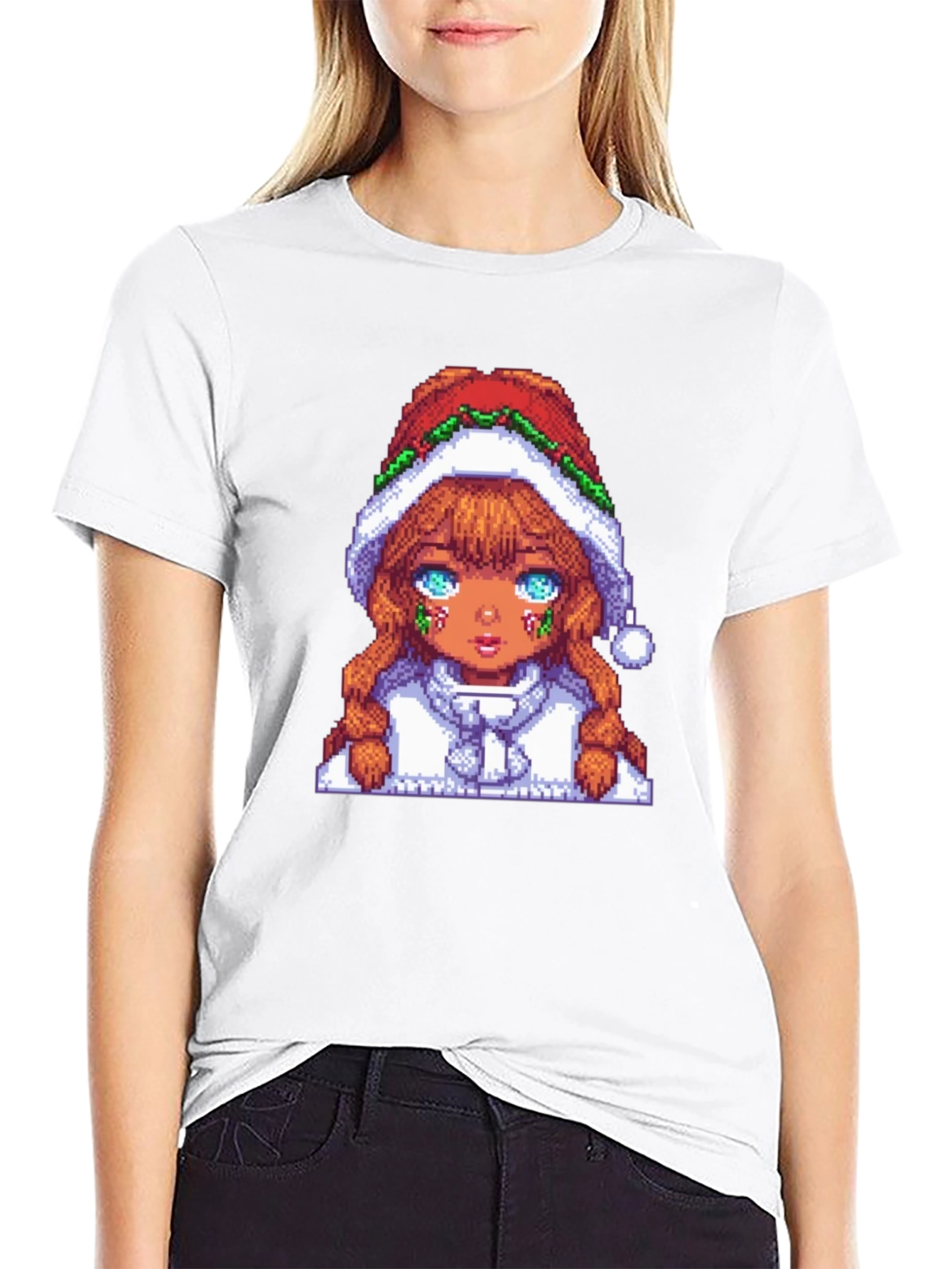 Pixel Art Christmas Girl T-Shirt
