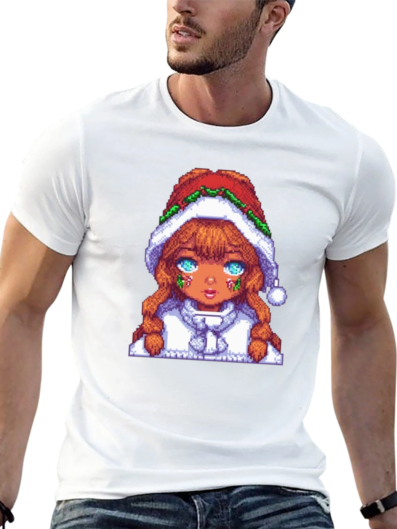 Pixel Art Christmas Girl T-Shirt