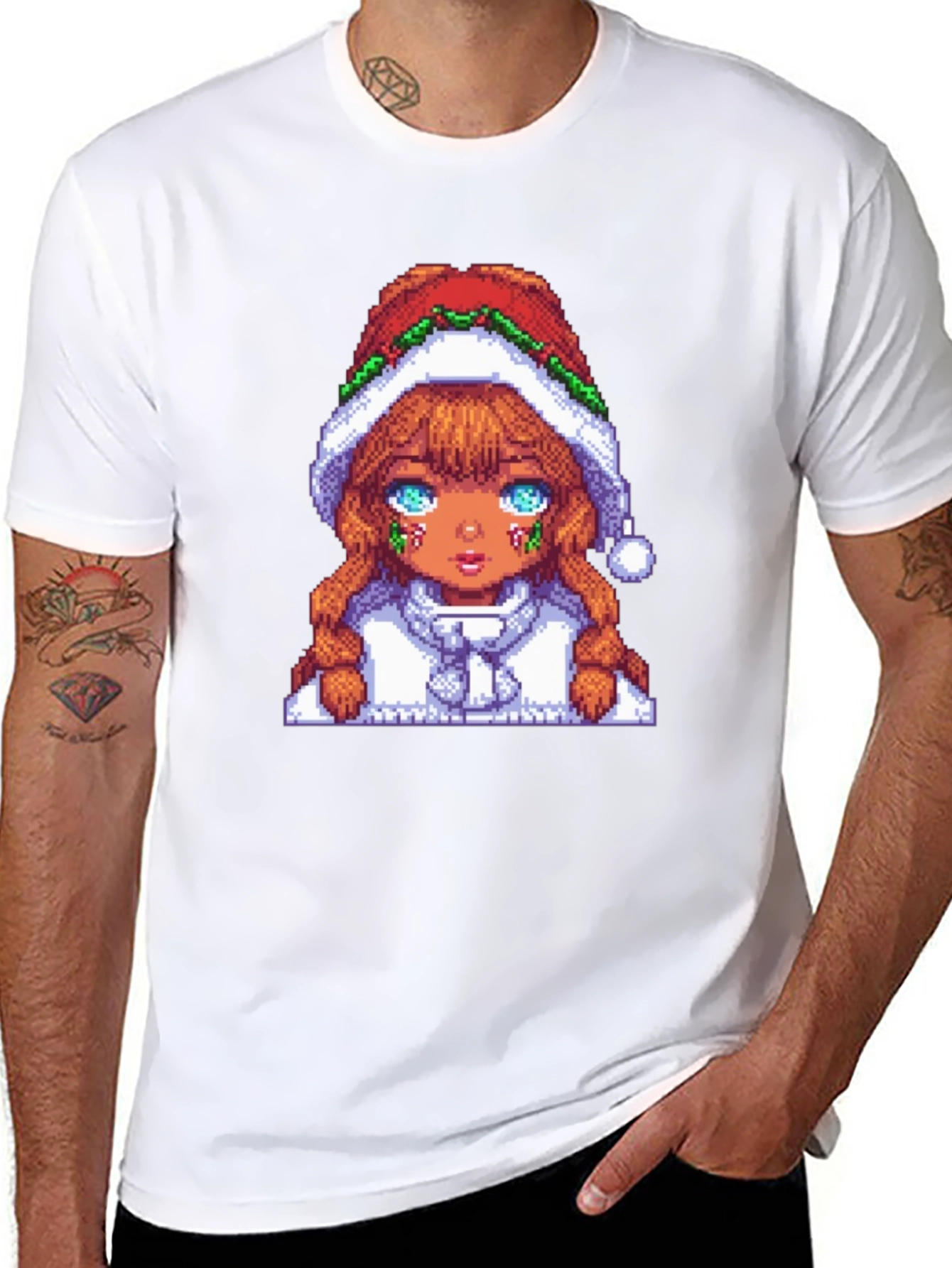 Pixel Art Christmas Girl T-Shirt