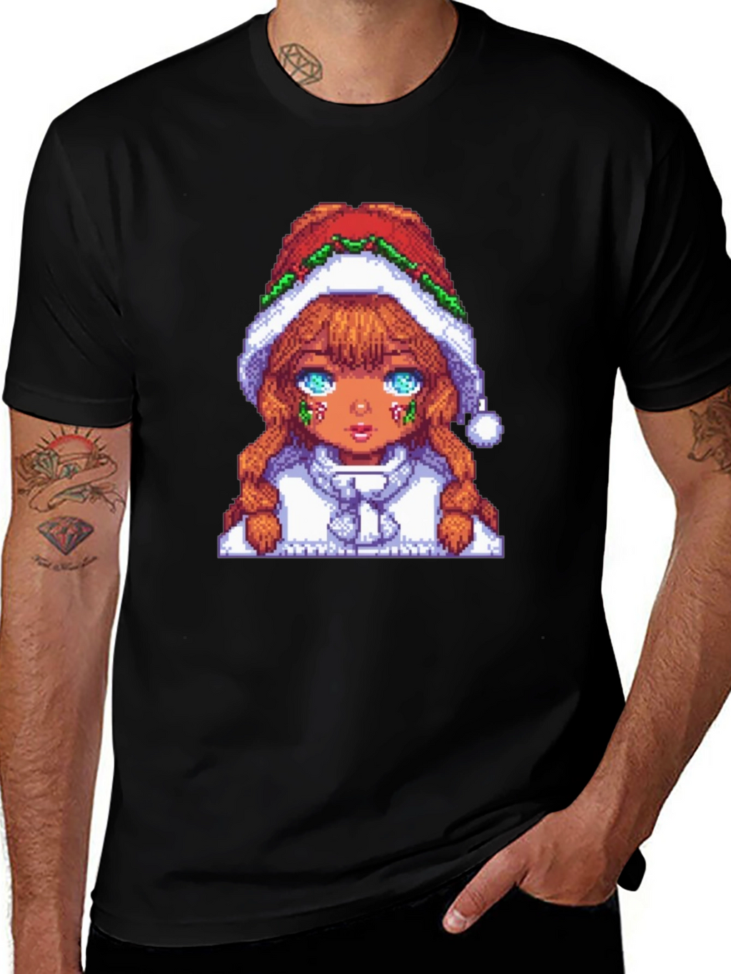 Pixel Art Christmas Girl T-Shirt