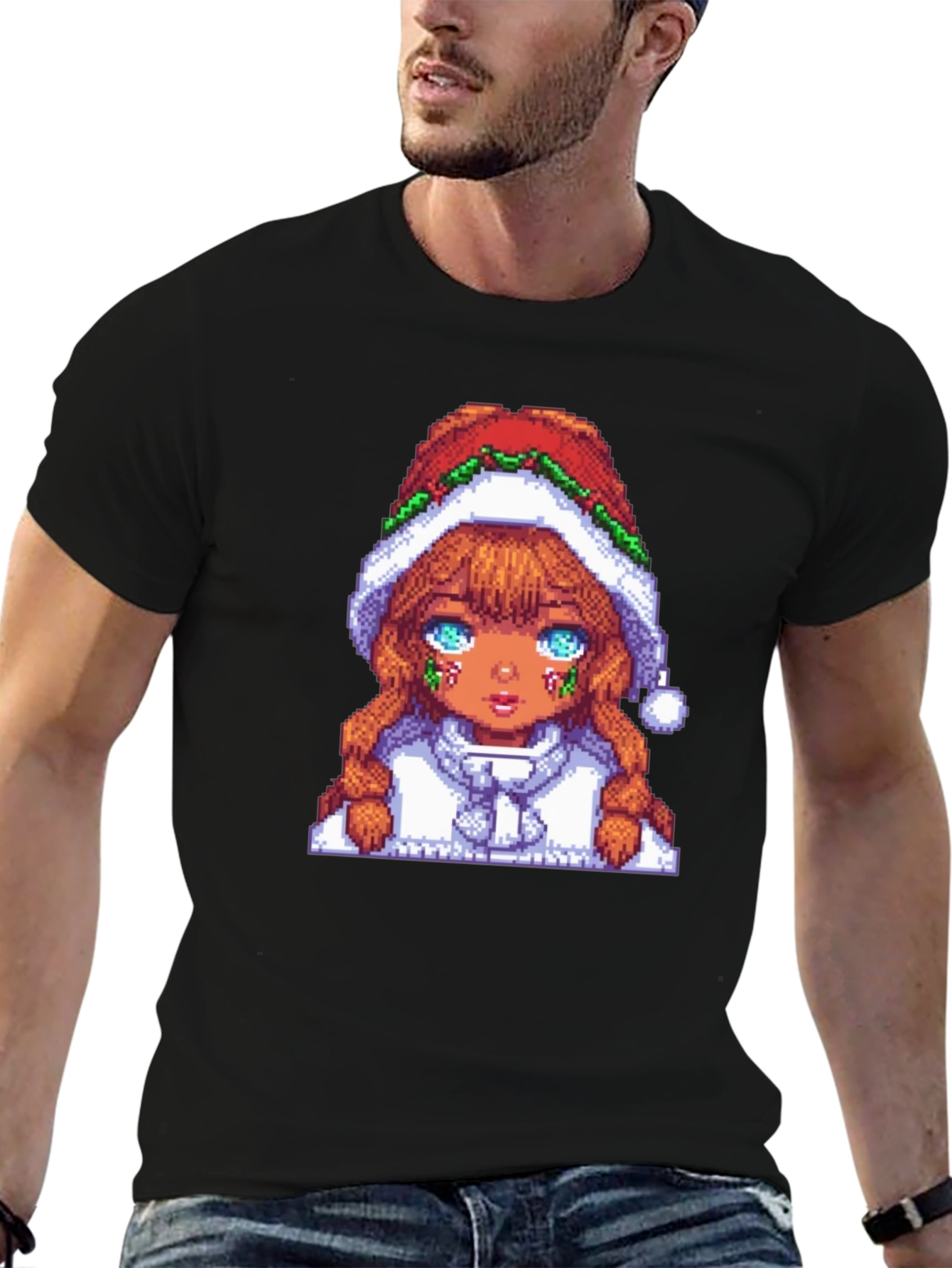 Pixel Art Christmas Girl T-Shirt