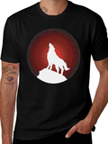 Wolf Howling at Moon Graphic Tee - Black