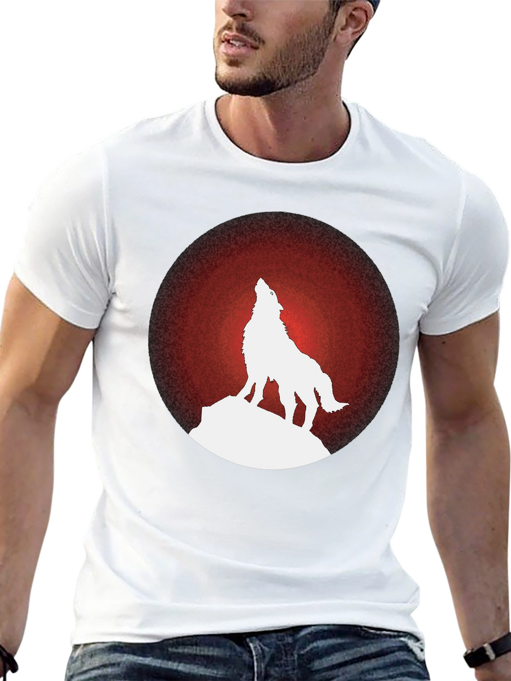 Wolf Howling at Moon Graphic Tee - Black