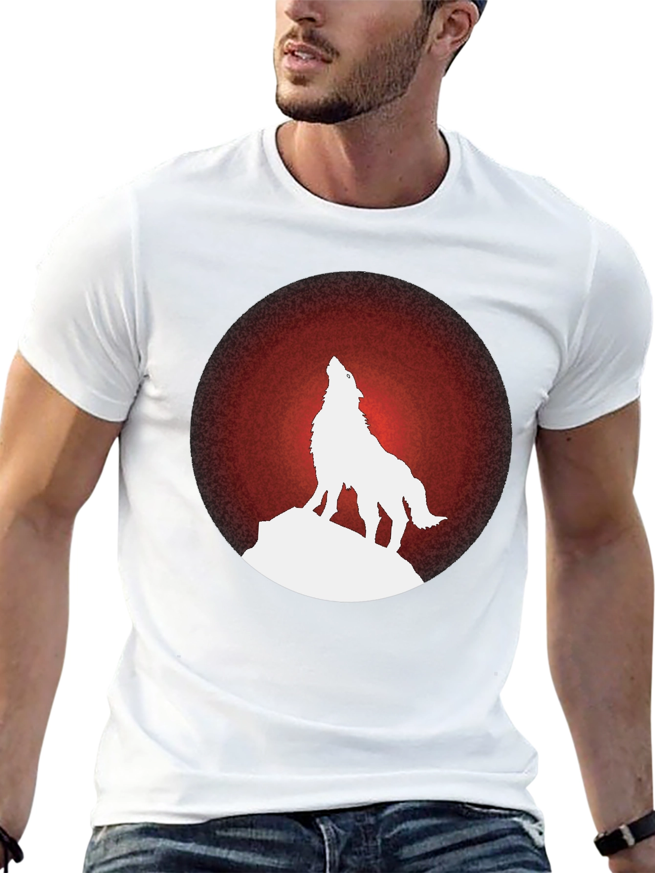 Wolf Howling at Moon Graphic Tee - Black