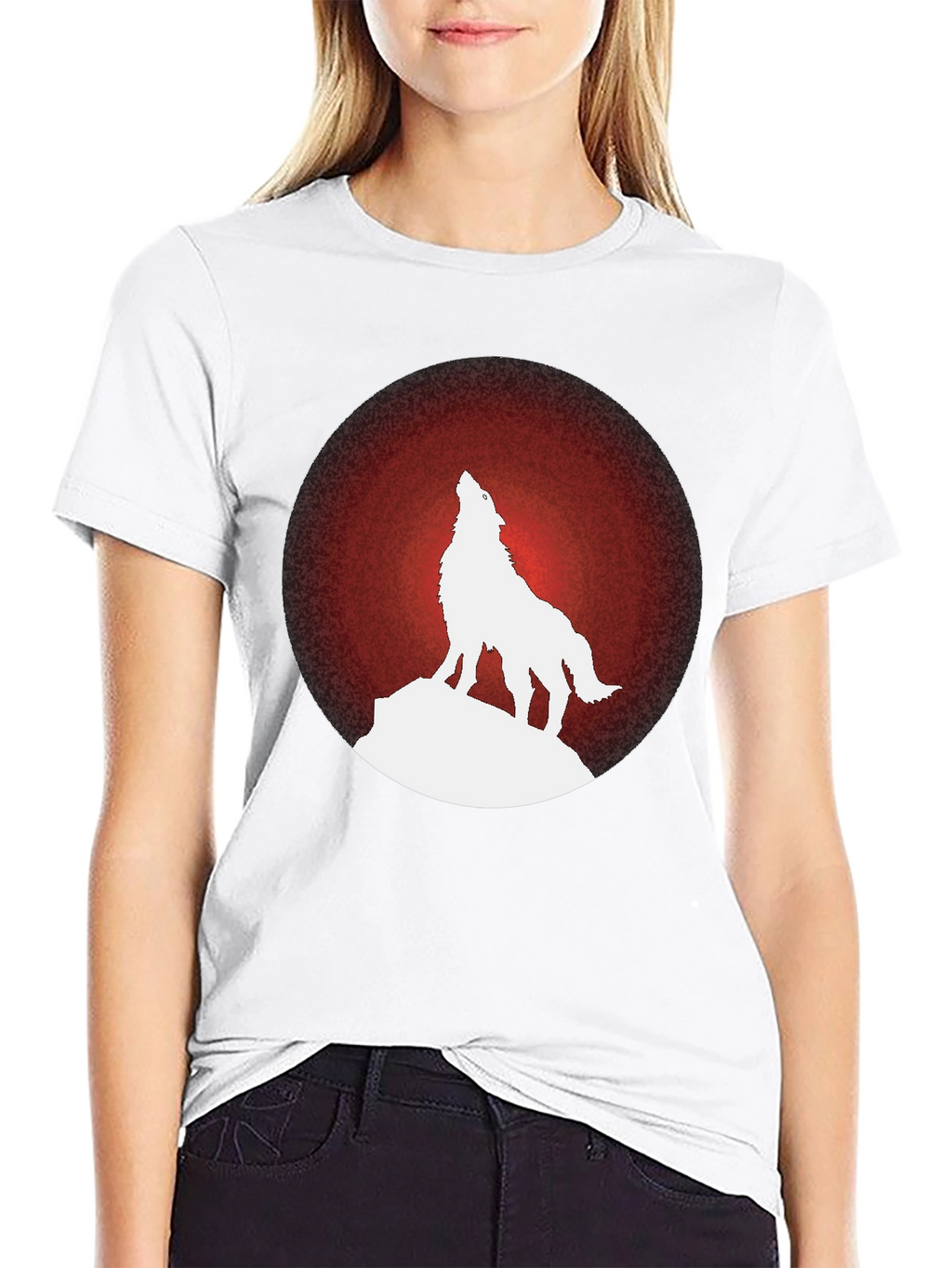 Wolf Howling at Moon Graphic Tee - Black
