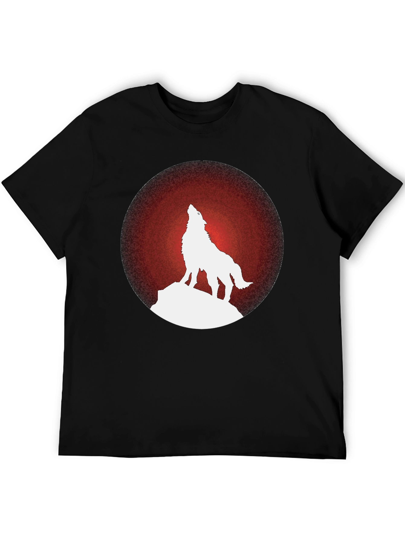 Wolf Howling at Moon Graphic Tee - Black