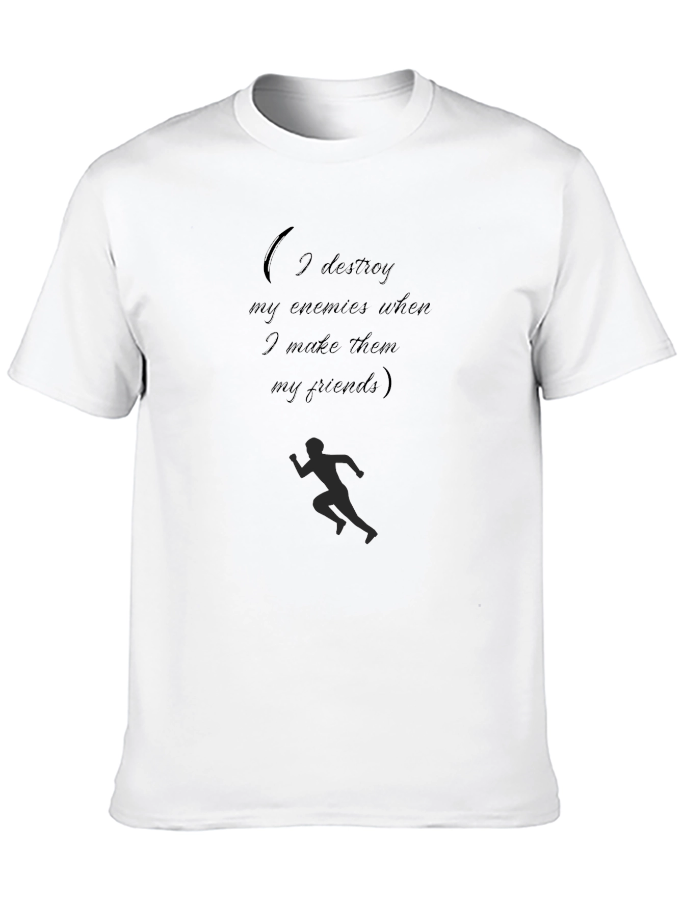 Motivational Black Tee: Enemies & Friends Design