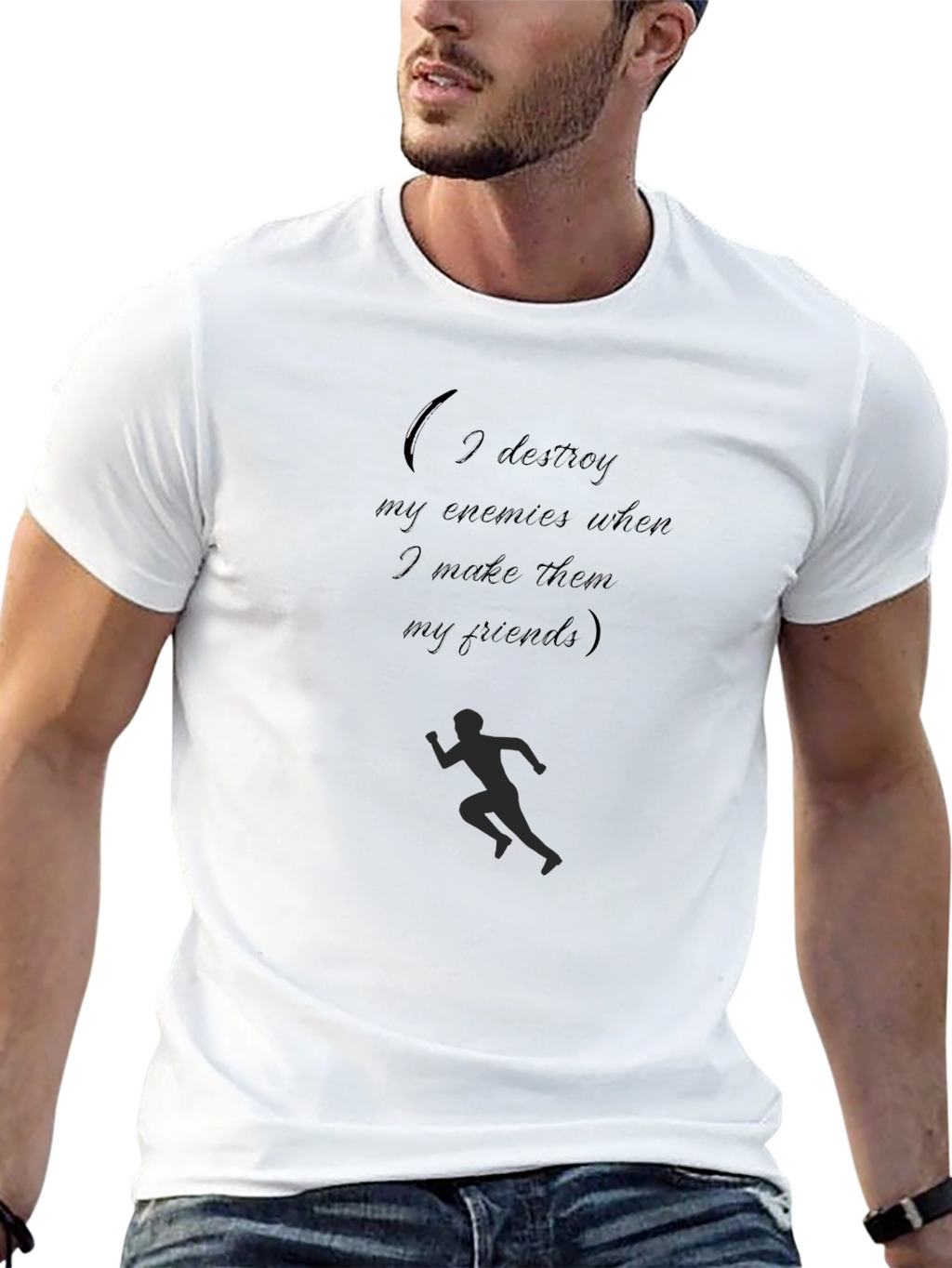 Motivational Black Tee: Enemies & Friends Design