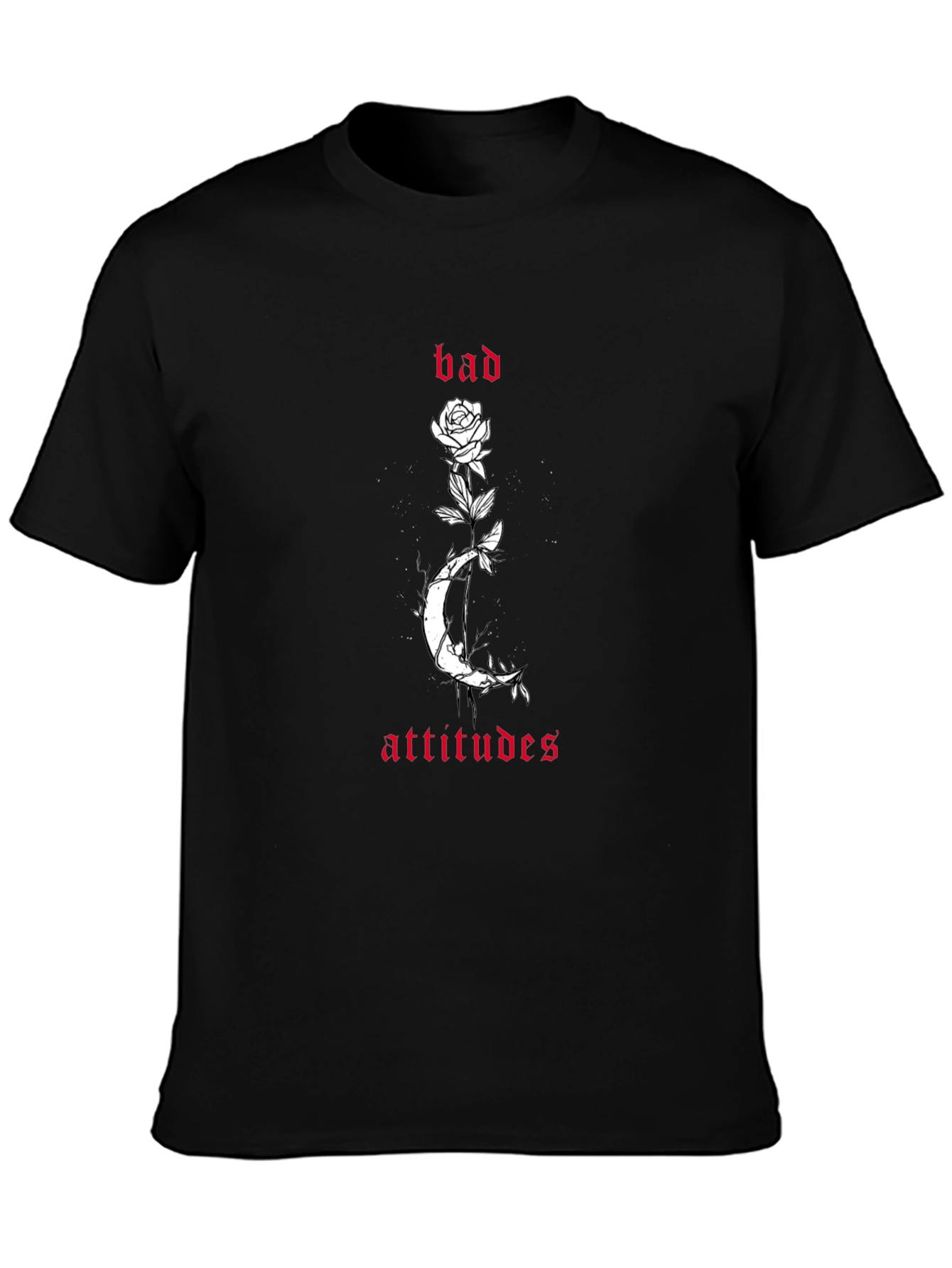Bad Attitudes Rose and Moon Black T-Shirt