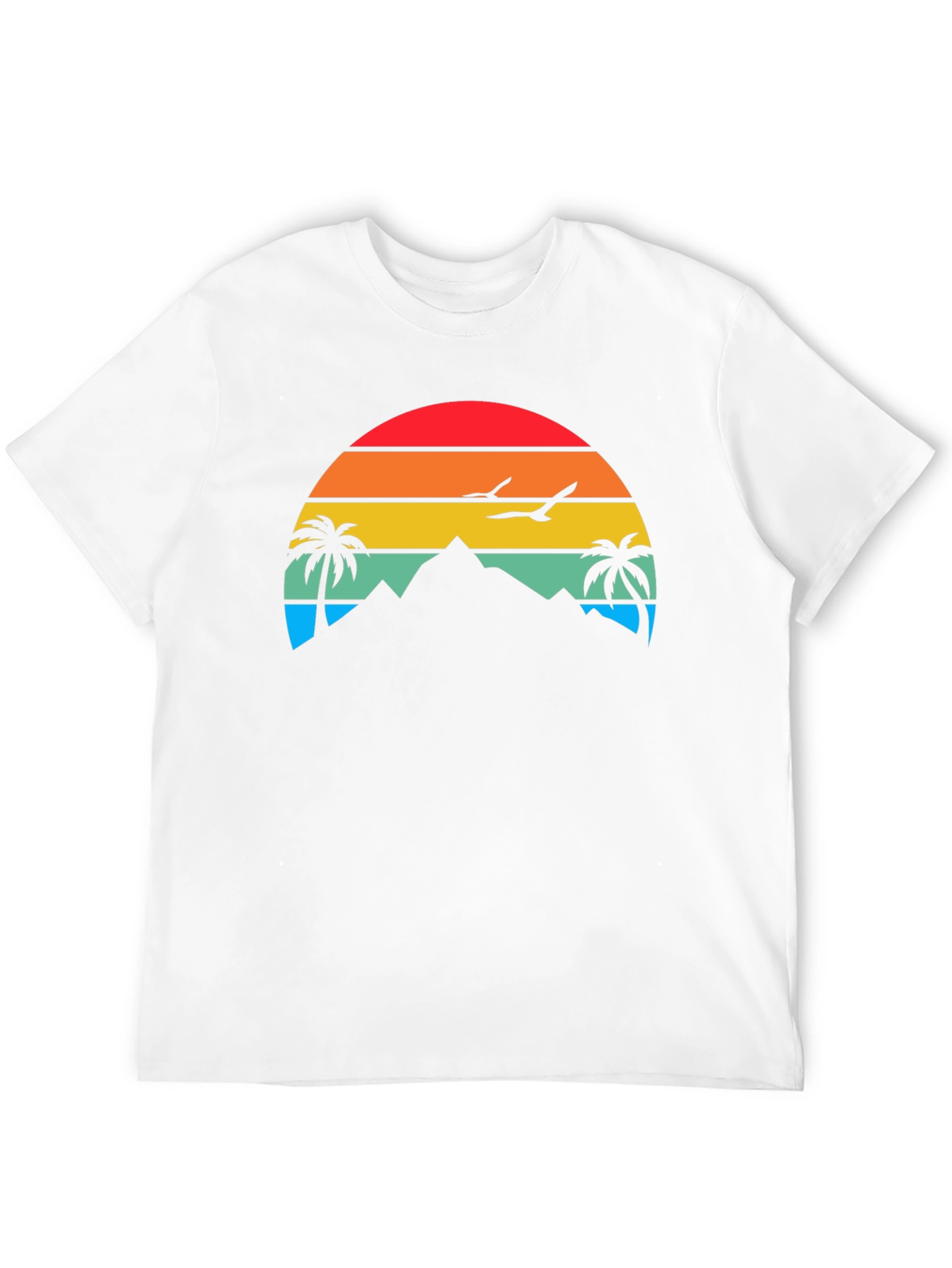Sunset Mountain Palm Tree Graphic Tee - Relaxed Fit
