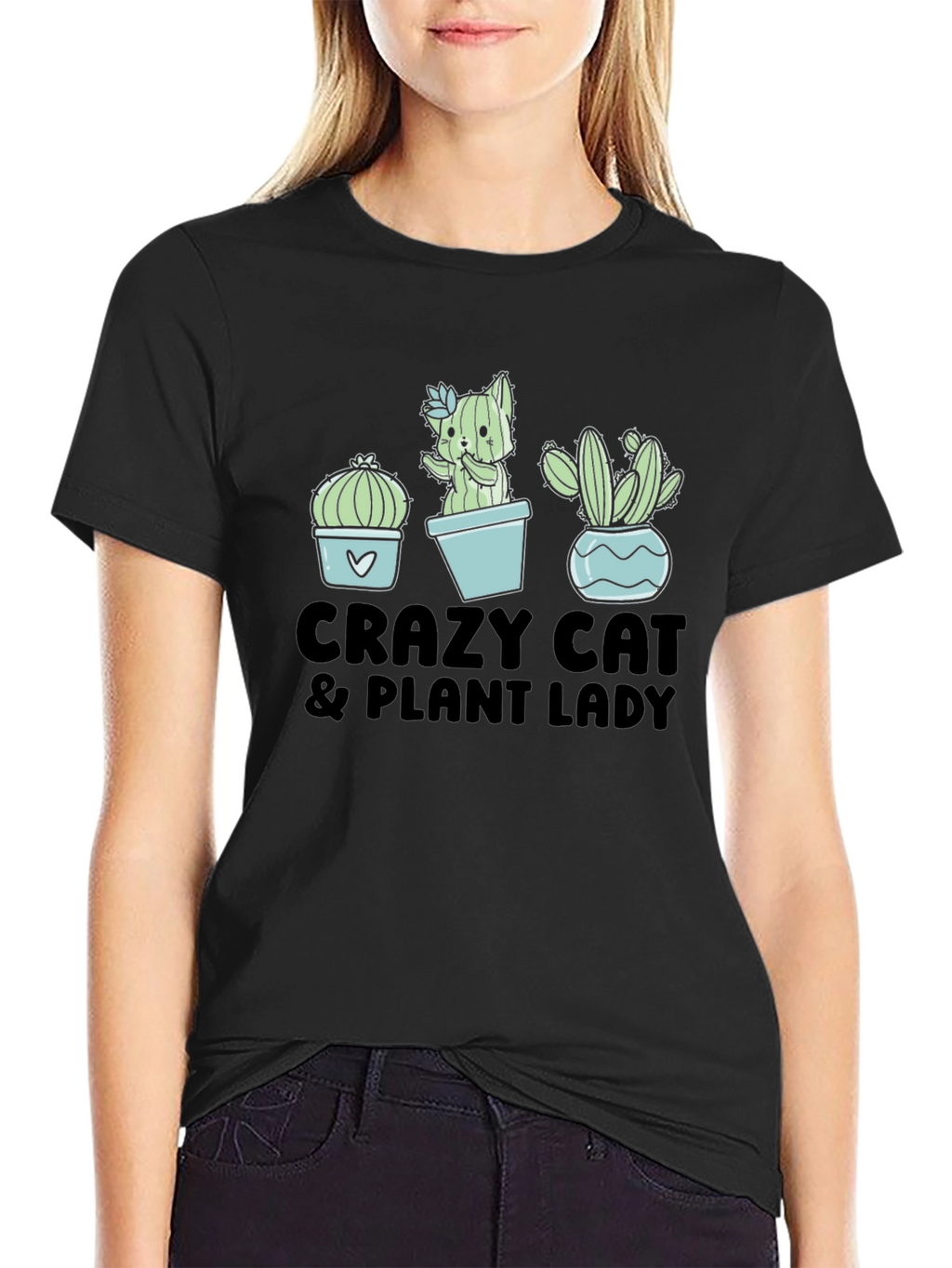 Crazy Cat & Plant Lady Graphic T-Shirt