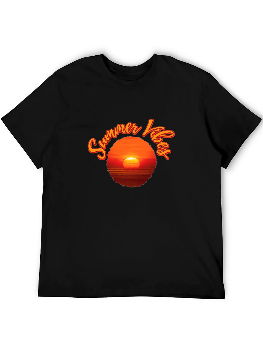 Summer Vibes Sunset T-Shirt - Black Graphic Tee