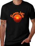Summer Vibes Sunset T-Shirt - Black Graphic Tee