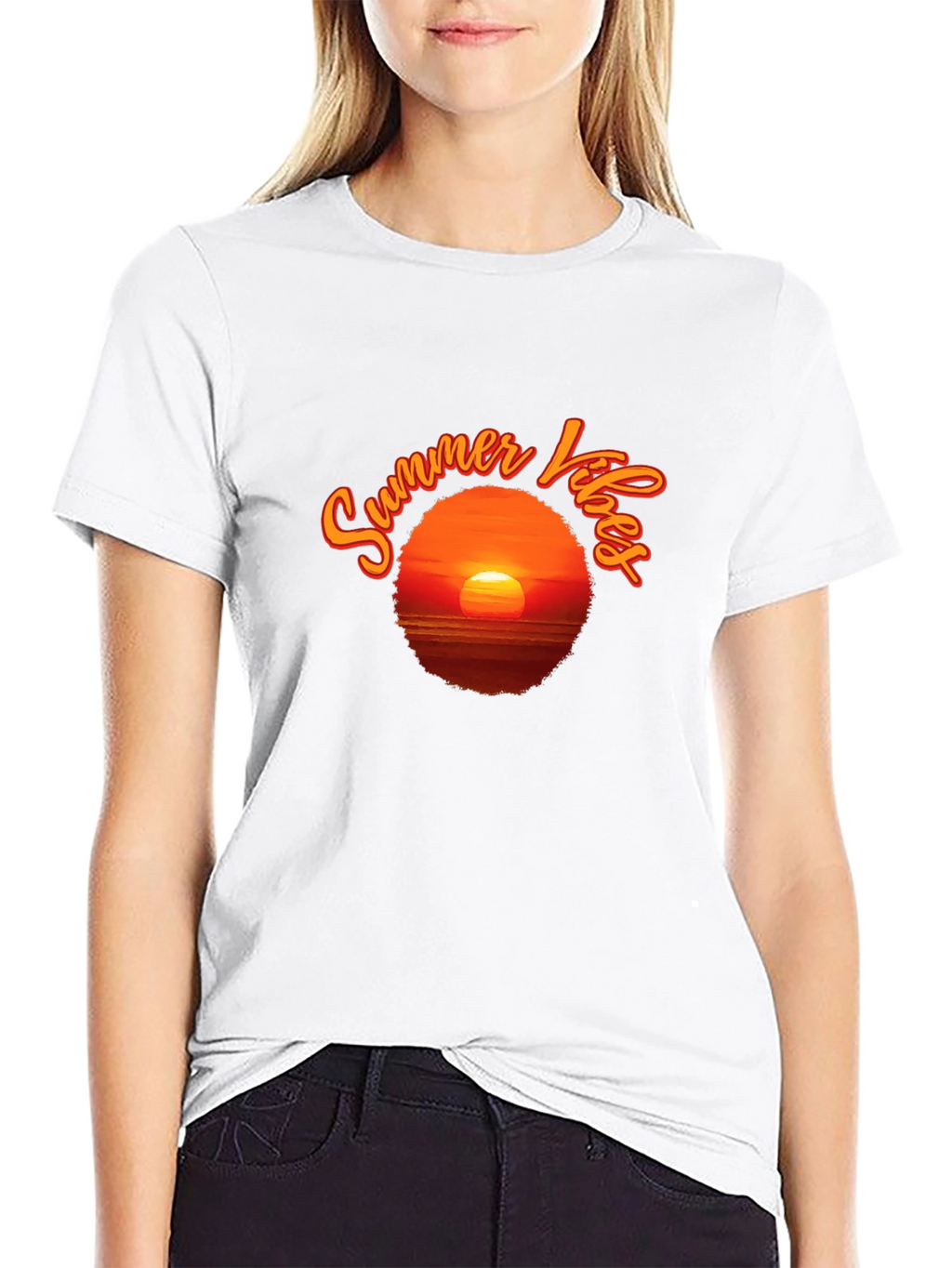 Summer Vibes Sunset T-Shirt - Black Graphic Tee