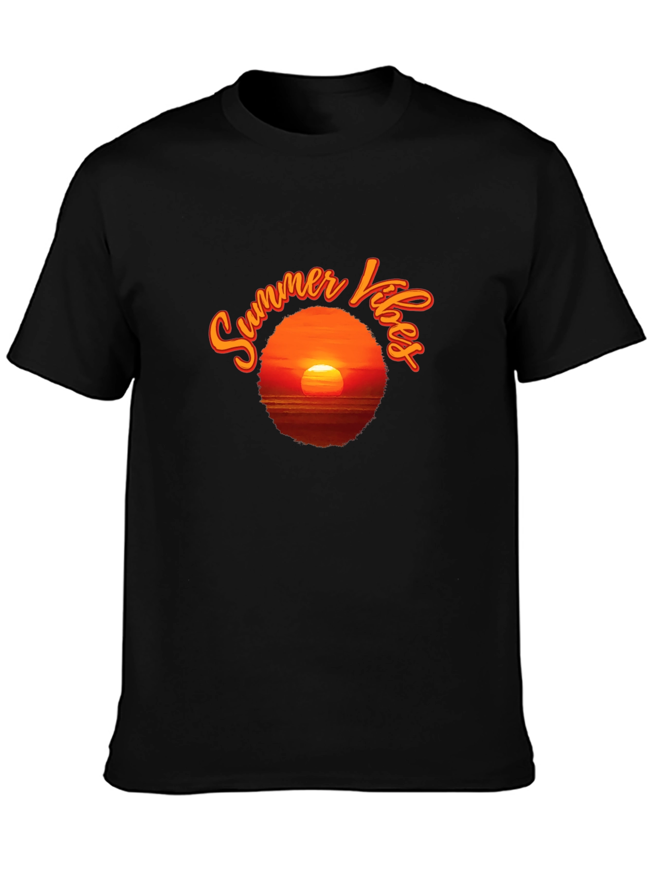 Summer Vibes Sunset T-Shirt - Black Graphic Tee