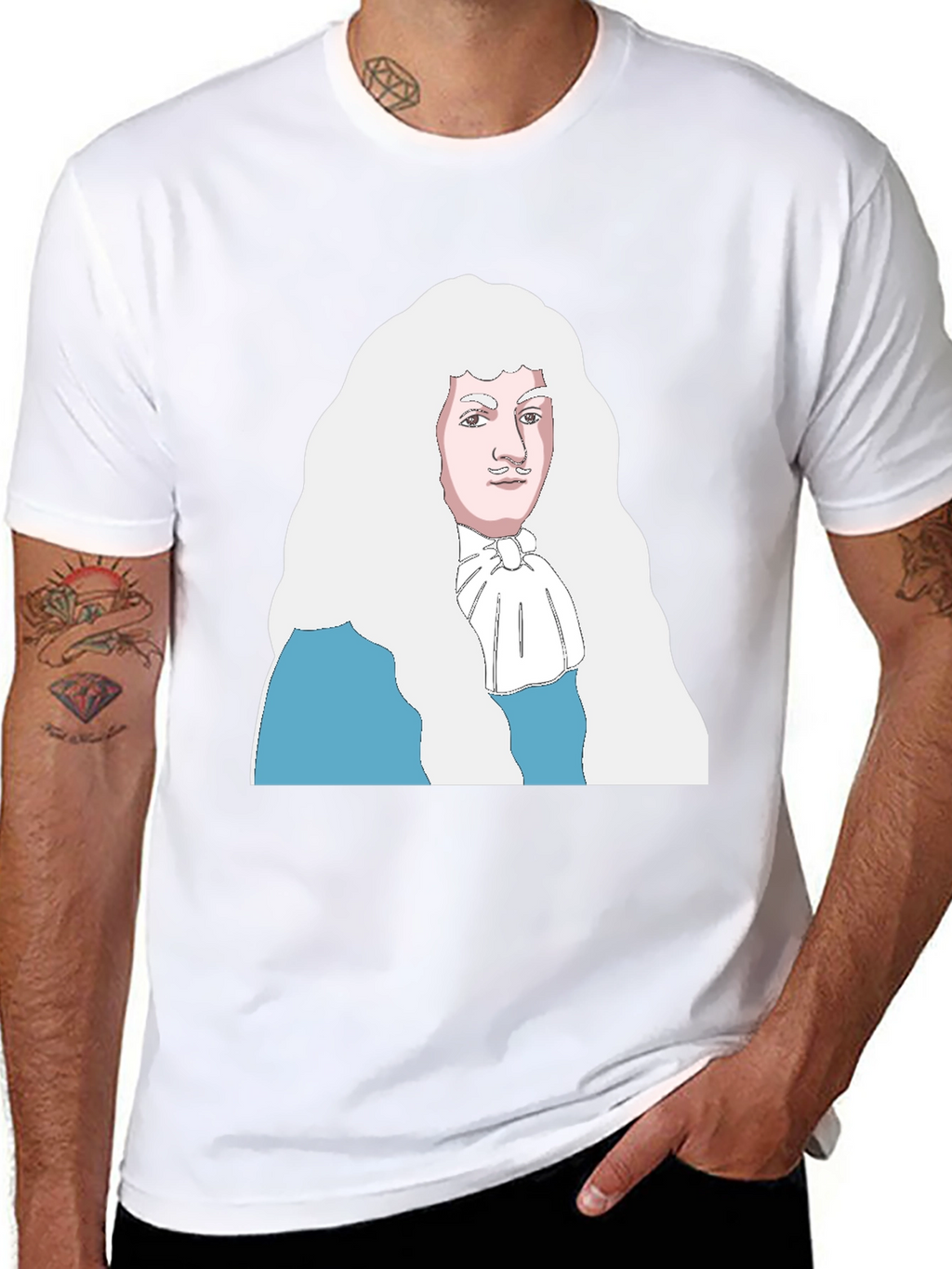 Black T-Shirt with Cartoon Aristocrat Design