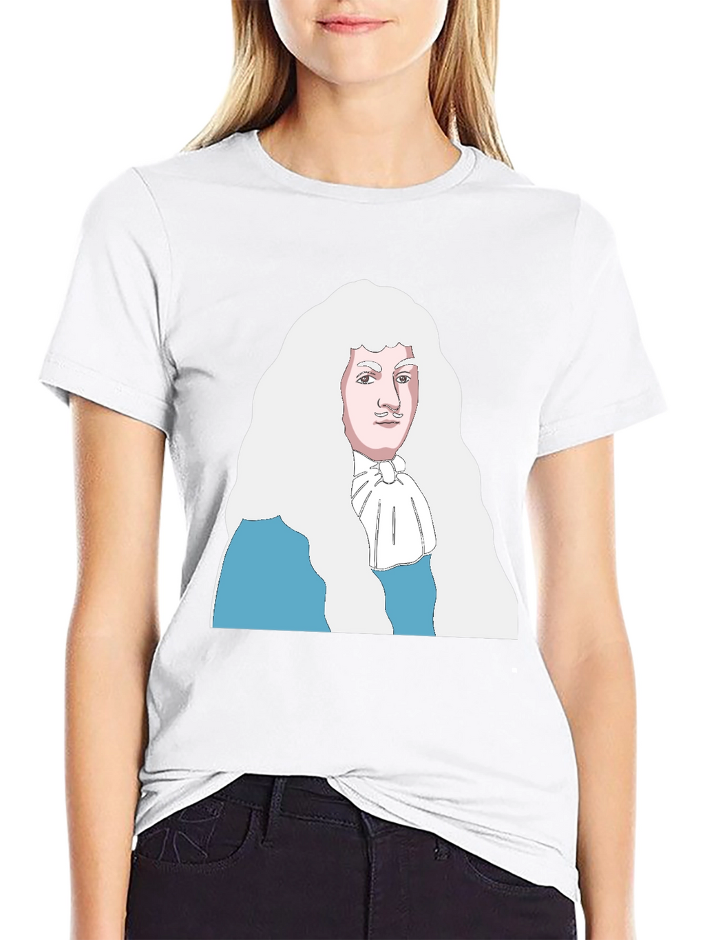 Black T-Shirt with Cartoon Aristocrat Design