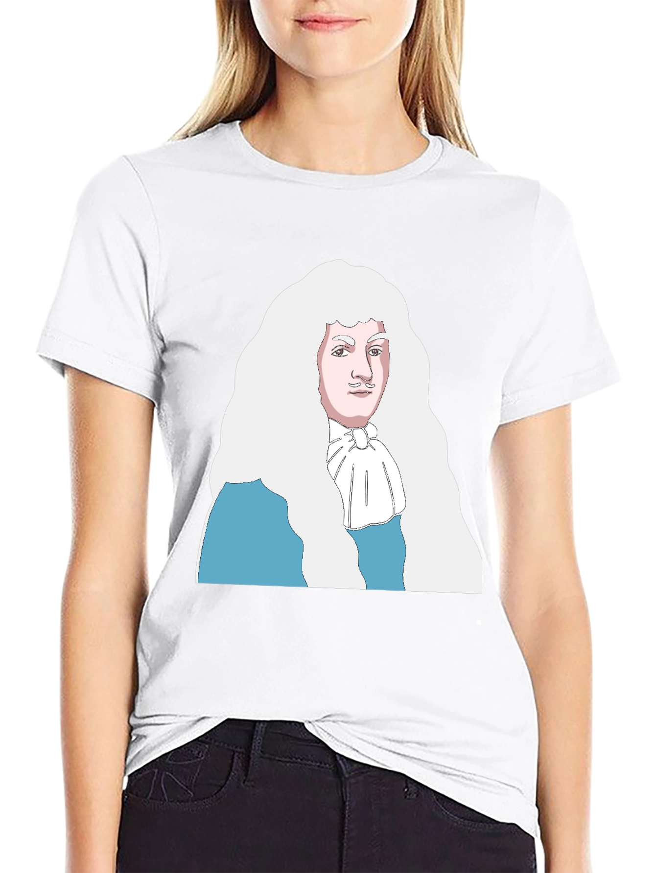 Black T-Shirt with Cartoon Aristocrat Design